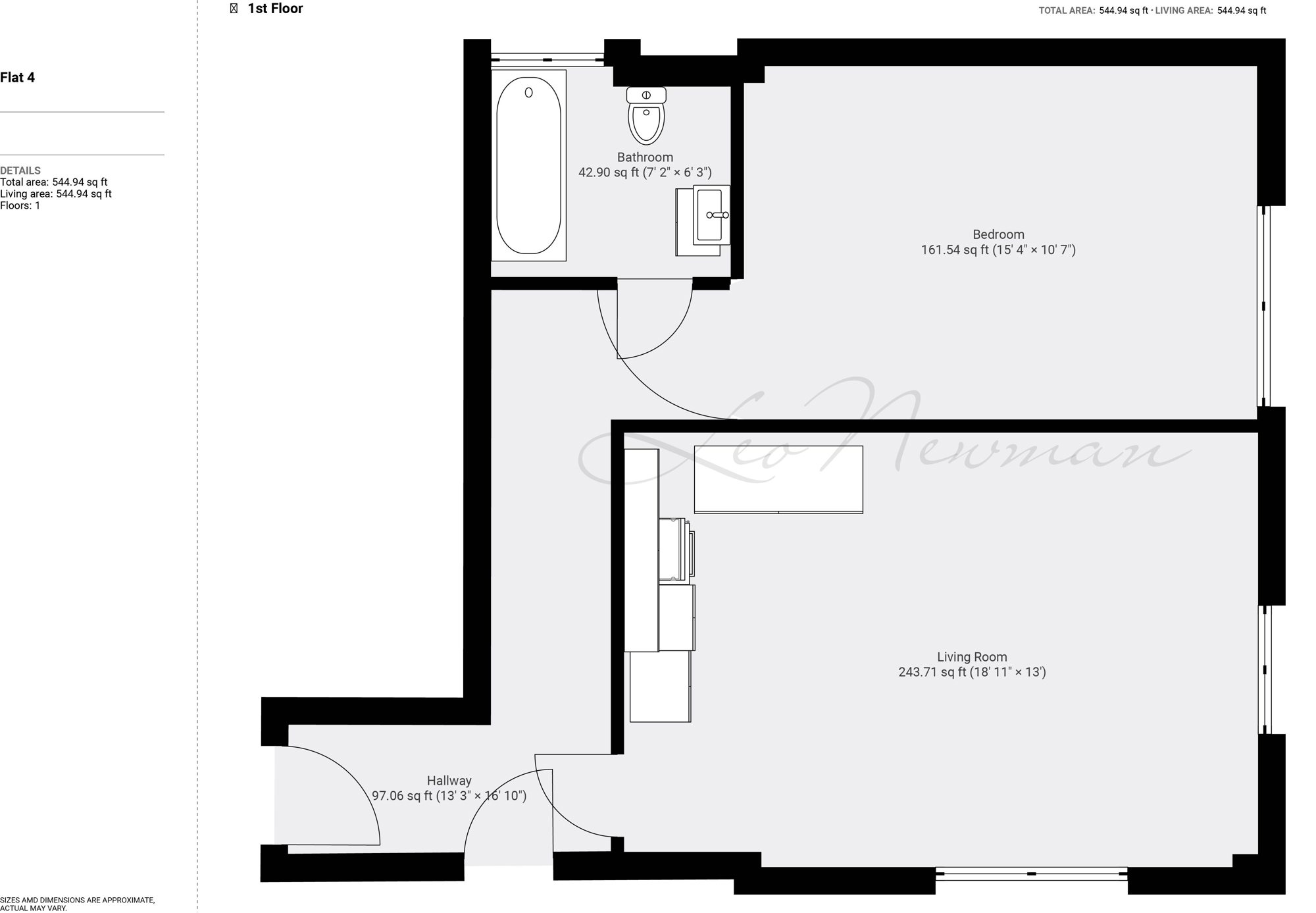 Flat 4, Block 7 1 bed AC Court, Harvest Lane, Surrey floorplan