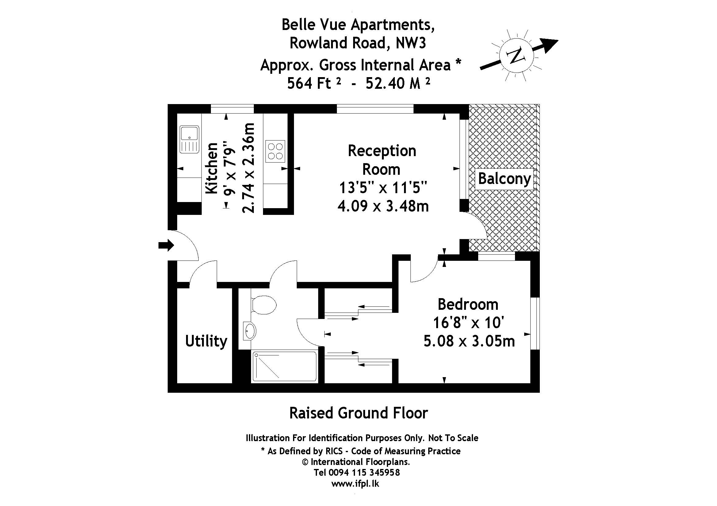 Flat 6, Belle Vue Apartments,, Rowland Hill Street, London floorplan