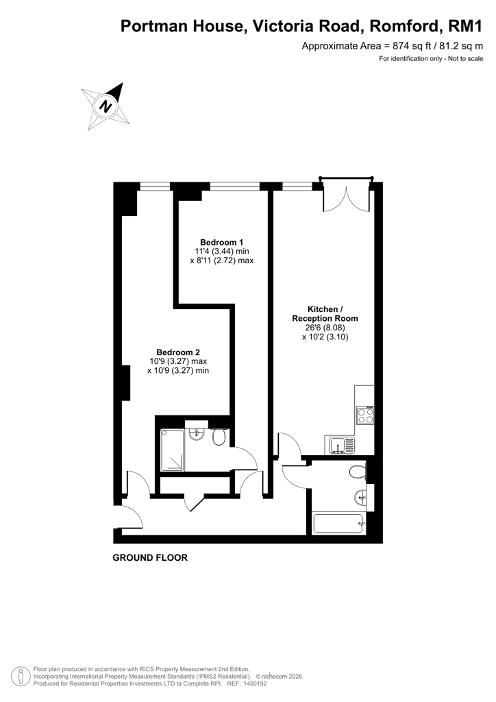 Flat 2, Portman House 16-20,, Victoria Road, Romford floorplan