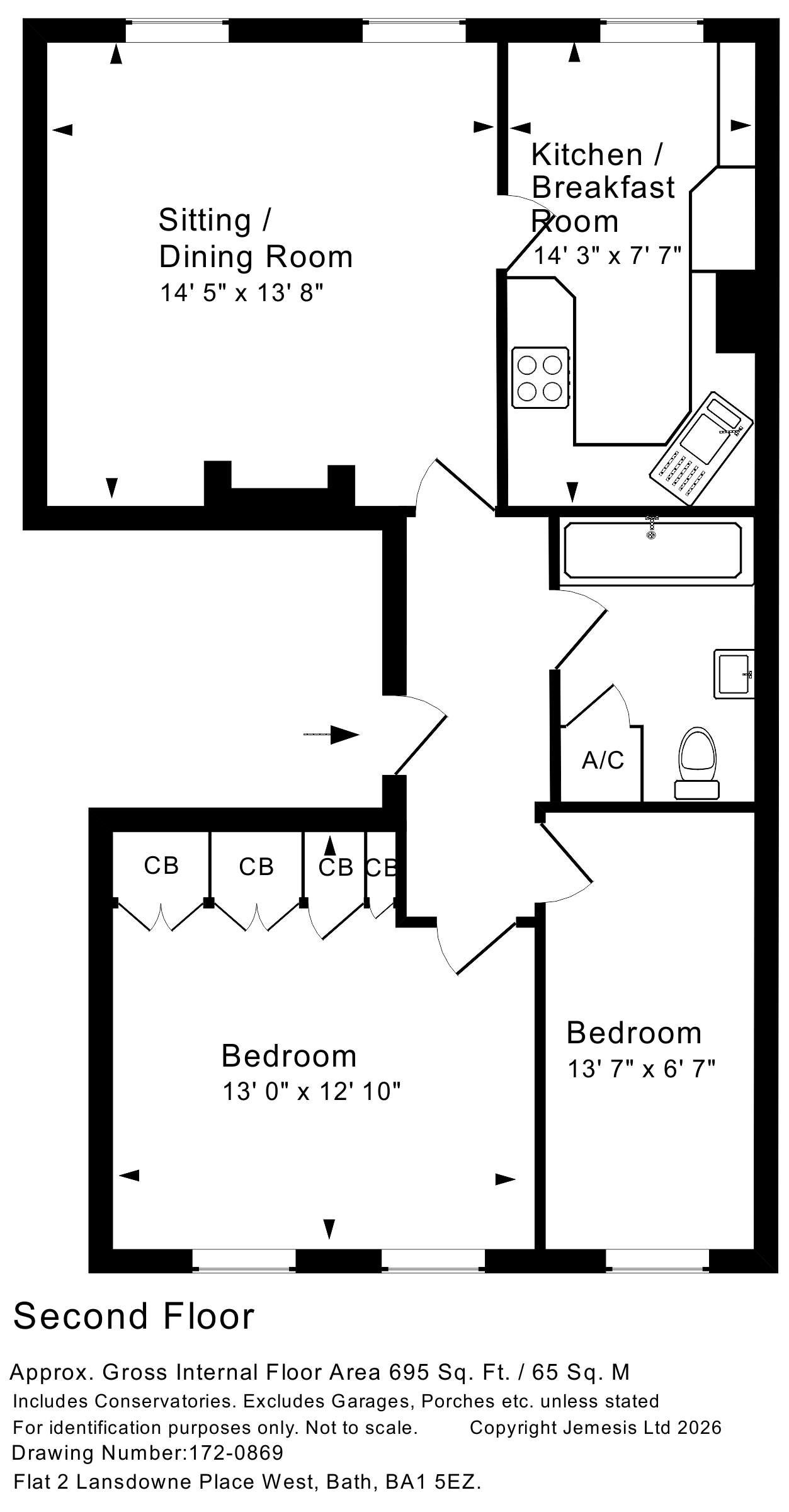 6,Flat 2, Lansdown Place West, Bath floorplan