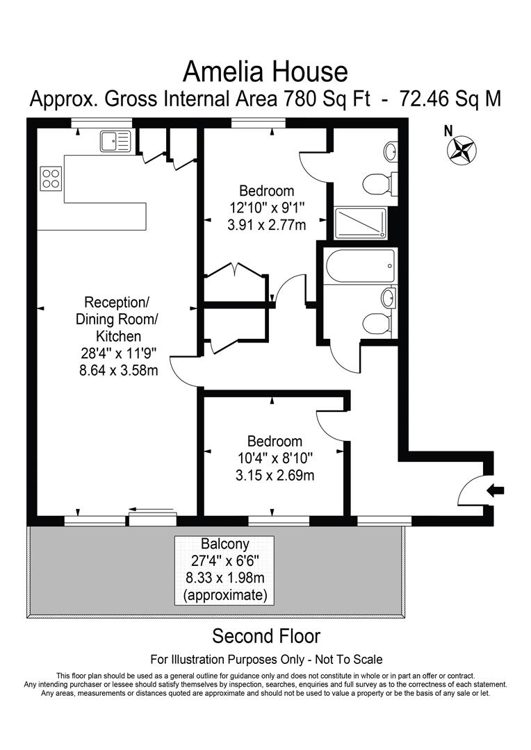 Flat 16, Amelia House, 11, Boulevard Drive, London floorplan