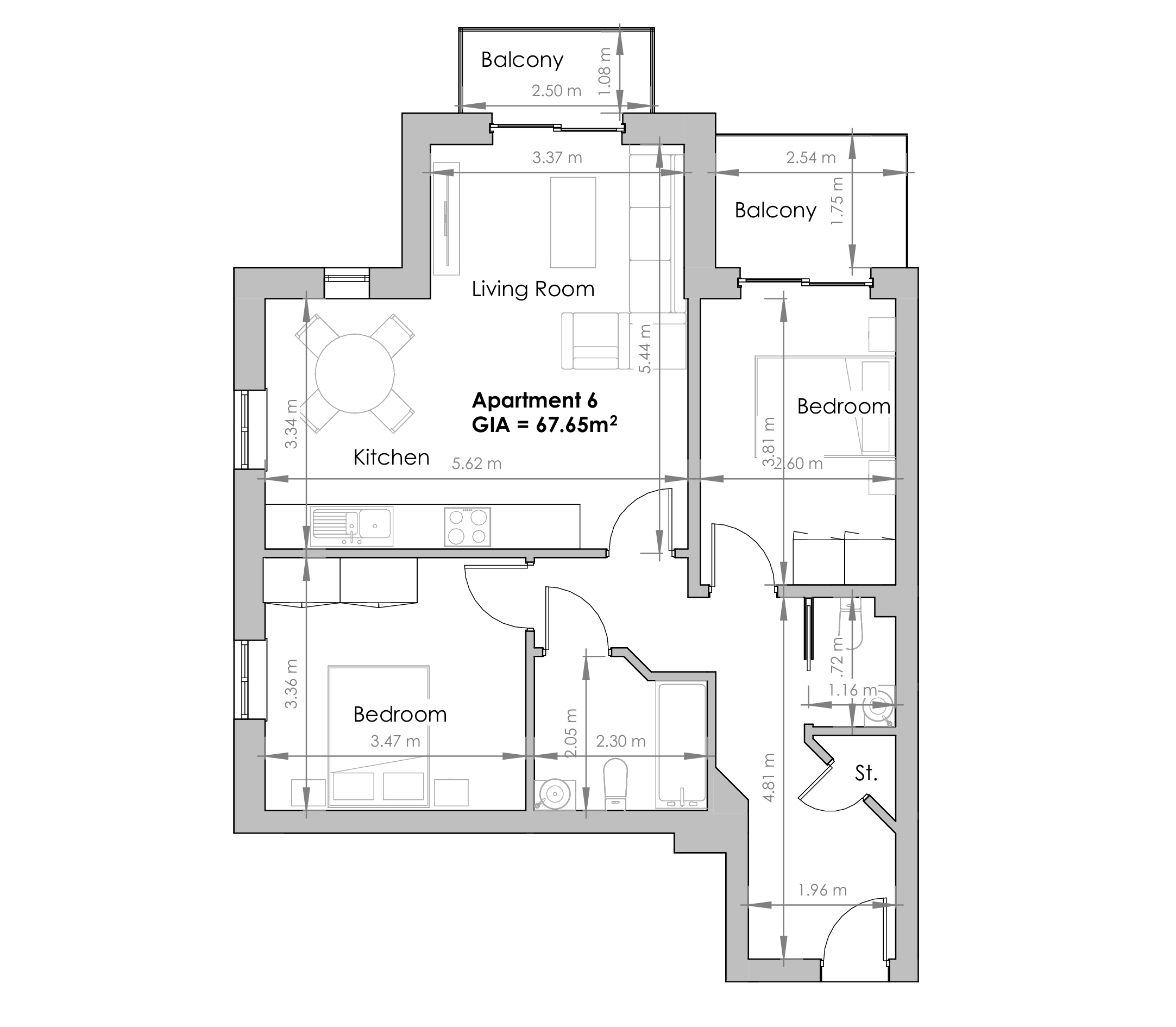 Apartment 6, Newquay floorplan