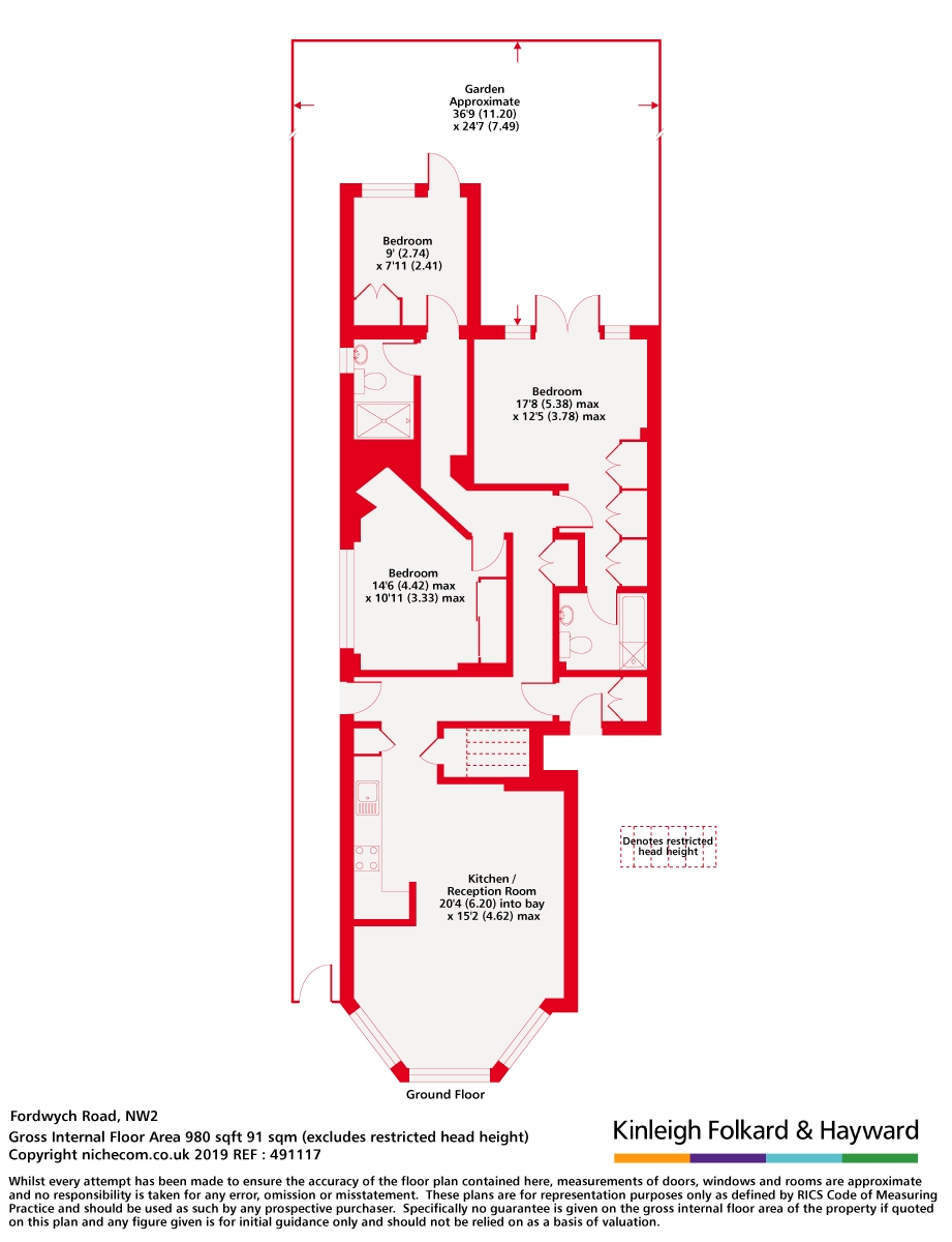 Ground Floor Flat 64,, Fordwych Road, London floorplan
