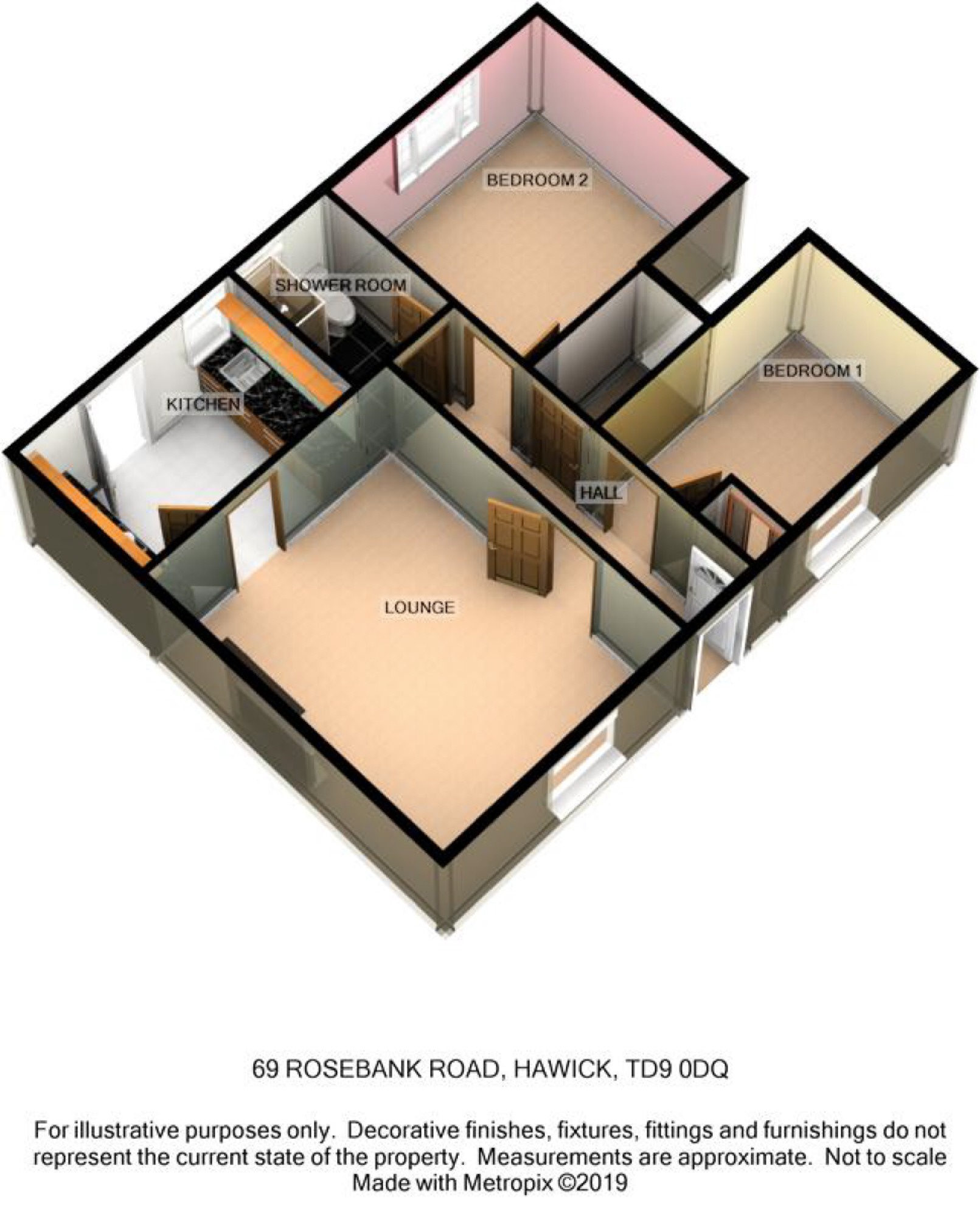 2 Bedrooms Terraced house for sale in Rosebank Road, Hawick TD9