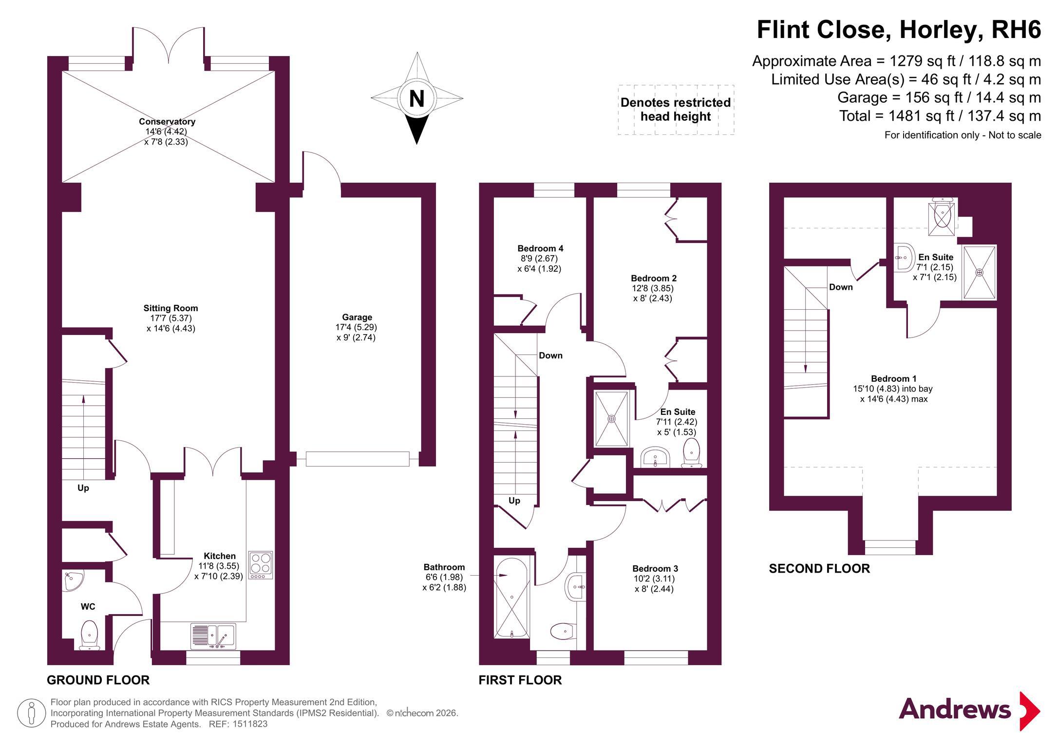 15, Flint Close, Horley floorplan