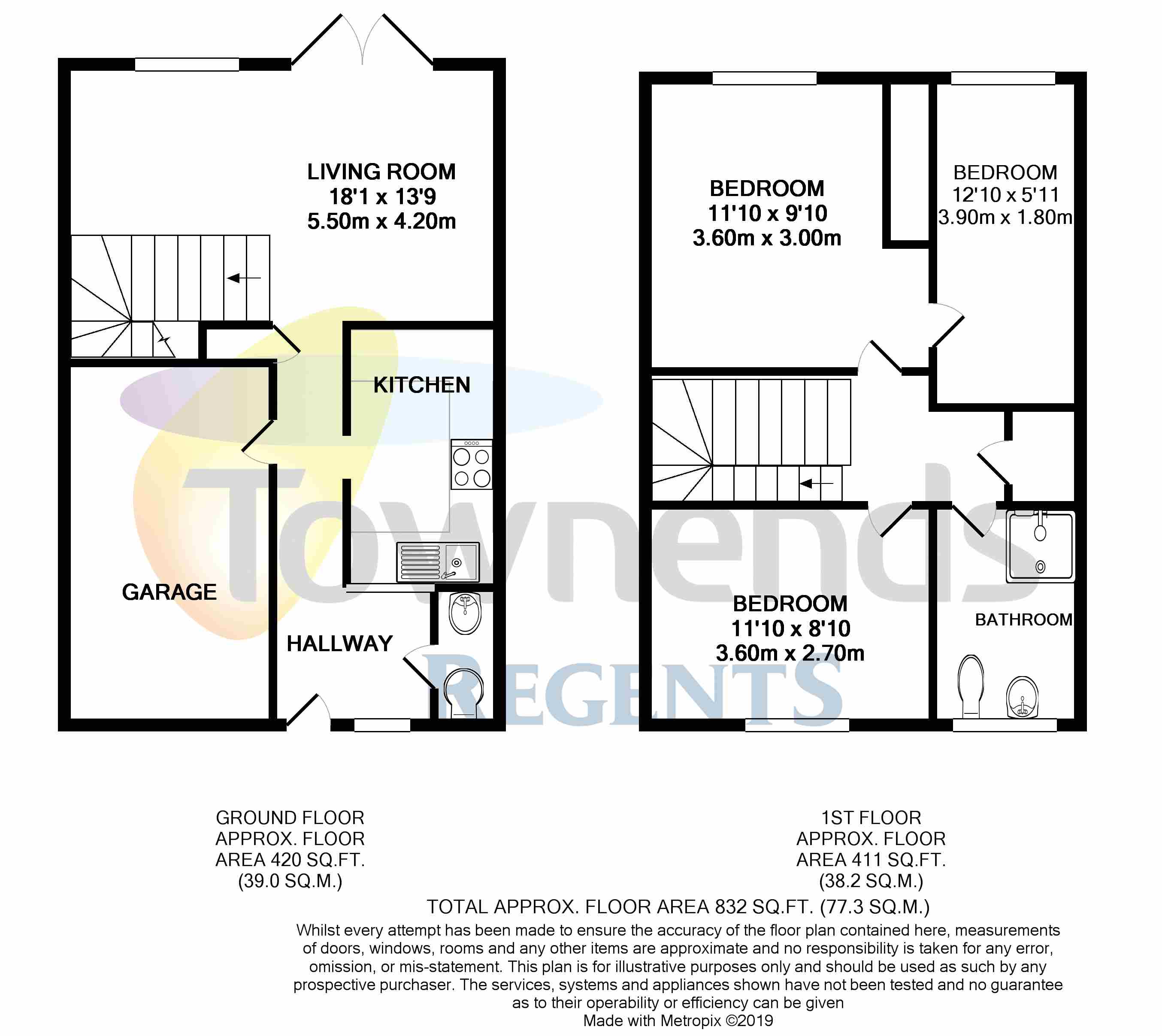 3 Bedrooms Terraced house for sale in Montague Close, Walton-On-Thames, Surrey KT12