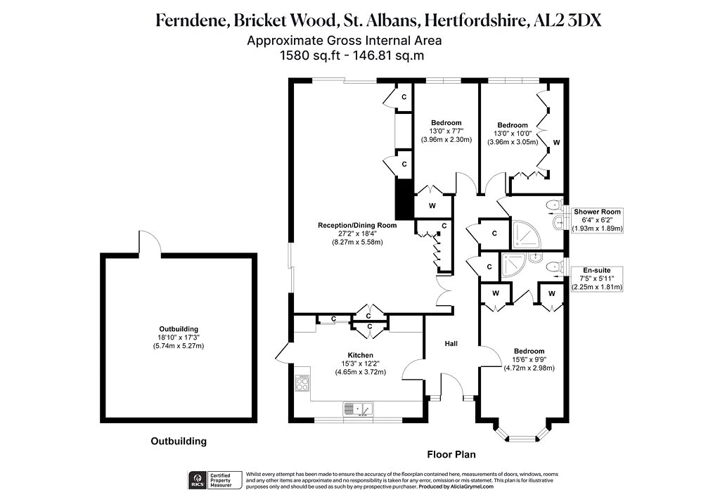 Ferndene, Bricket Wood, St. Albans, Hertfordshire, AL2 floorplan