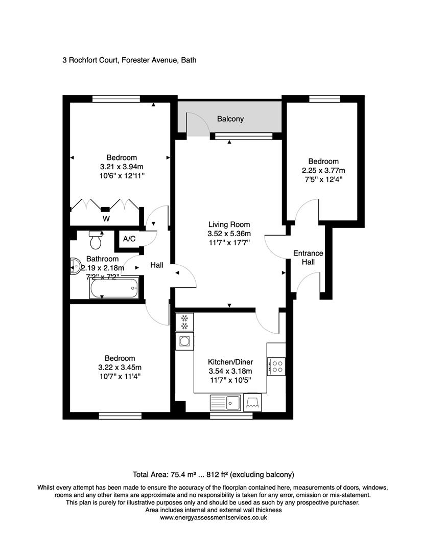 Flat 3, Rochfort Court, Forester Avenue, Bath floorplan
