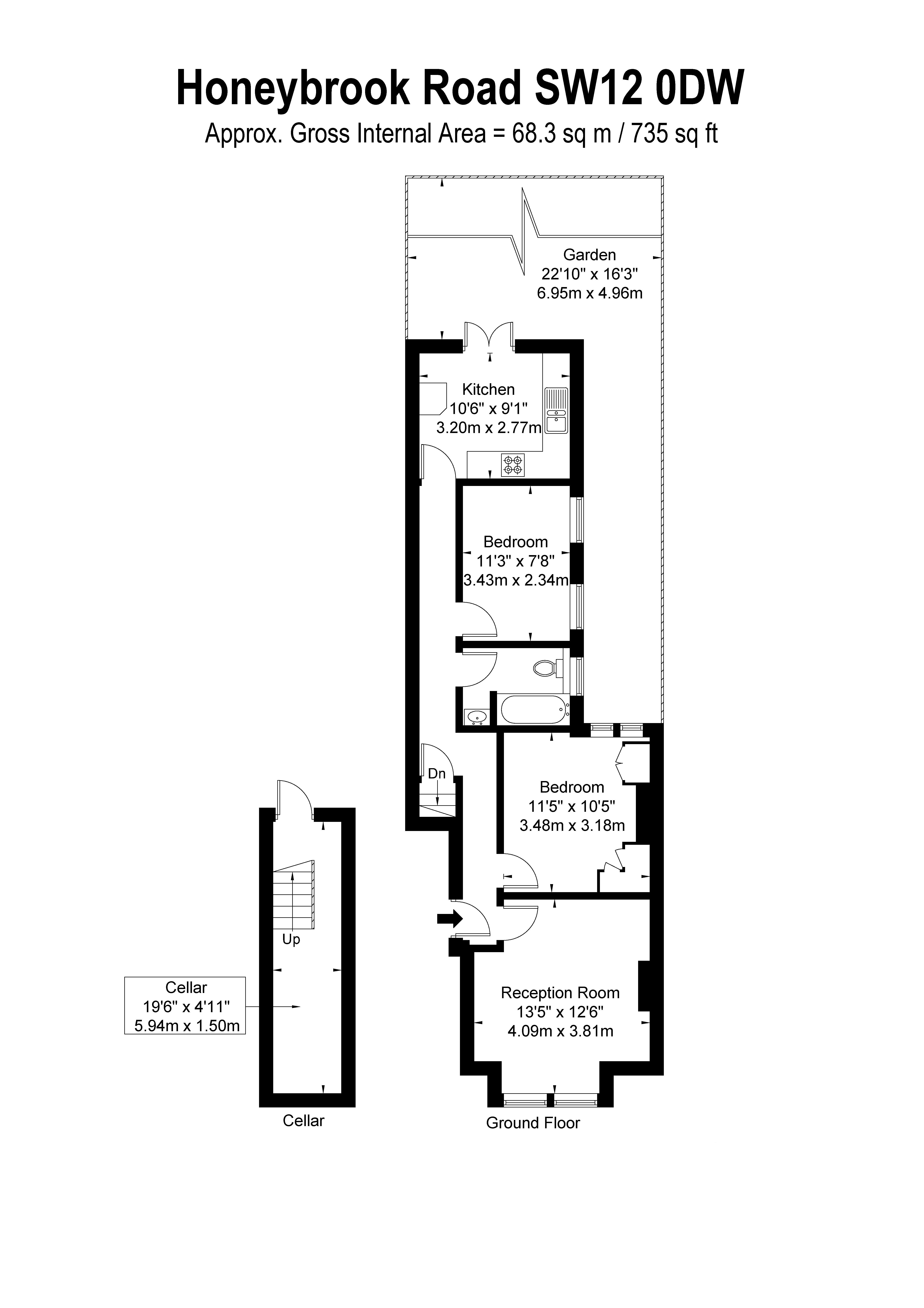 Honeybrook Road, Clapham South, London SW12, 2 bedroom flat for sale