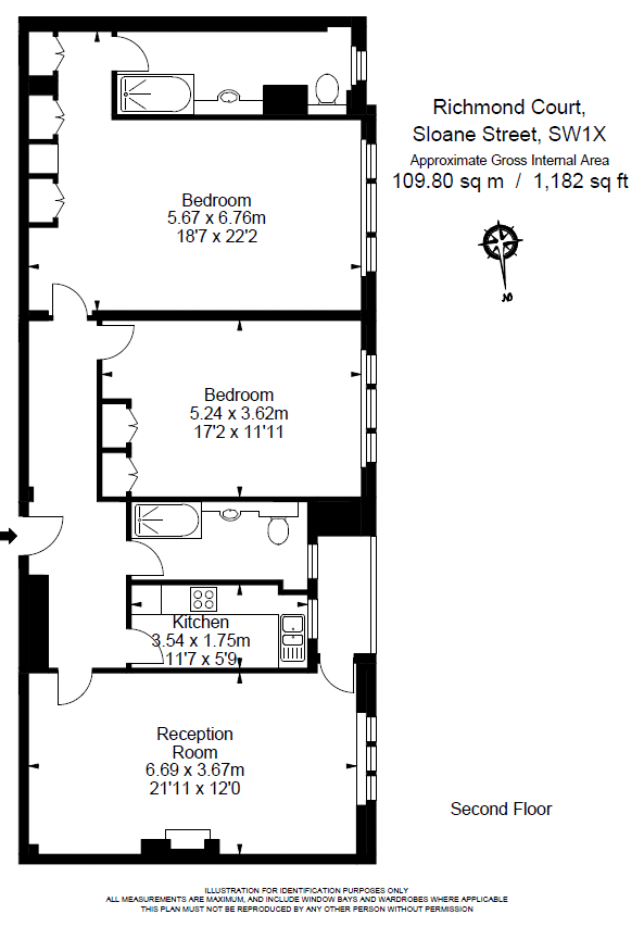 2 Bedrooms Flat to rent in Richmond Court, 200 Sloane Street, London SW1X