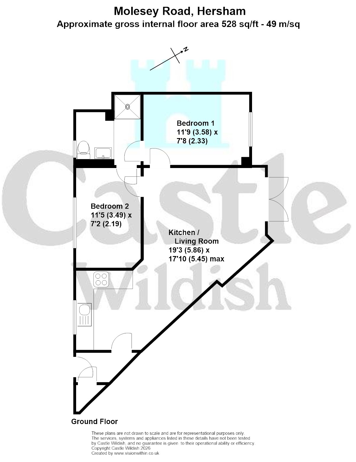 Flat1 13b, Molesey Road, Hersham Village floorplan