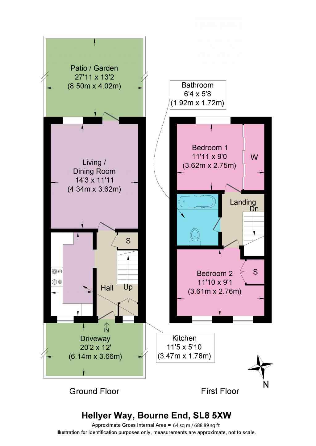 2 Bedrooms Terraced house for sale in Hellyer Way, Bourne End SL8