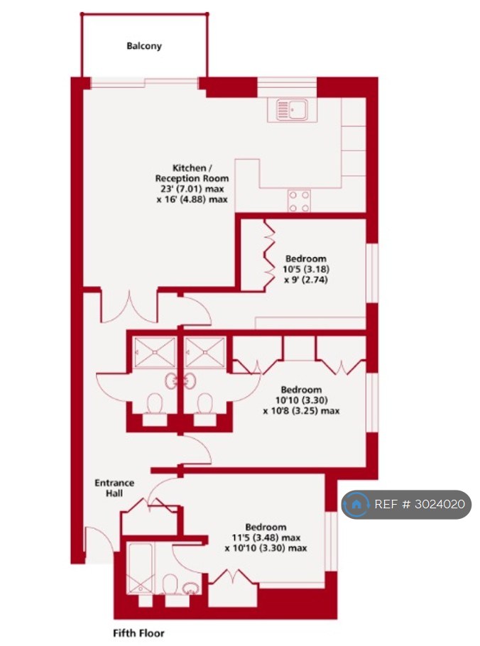 Flat A, Regent Court North Bank, London floorplan
