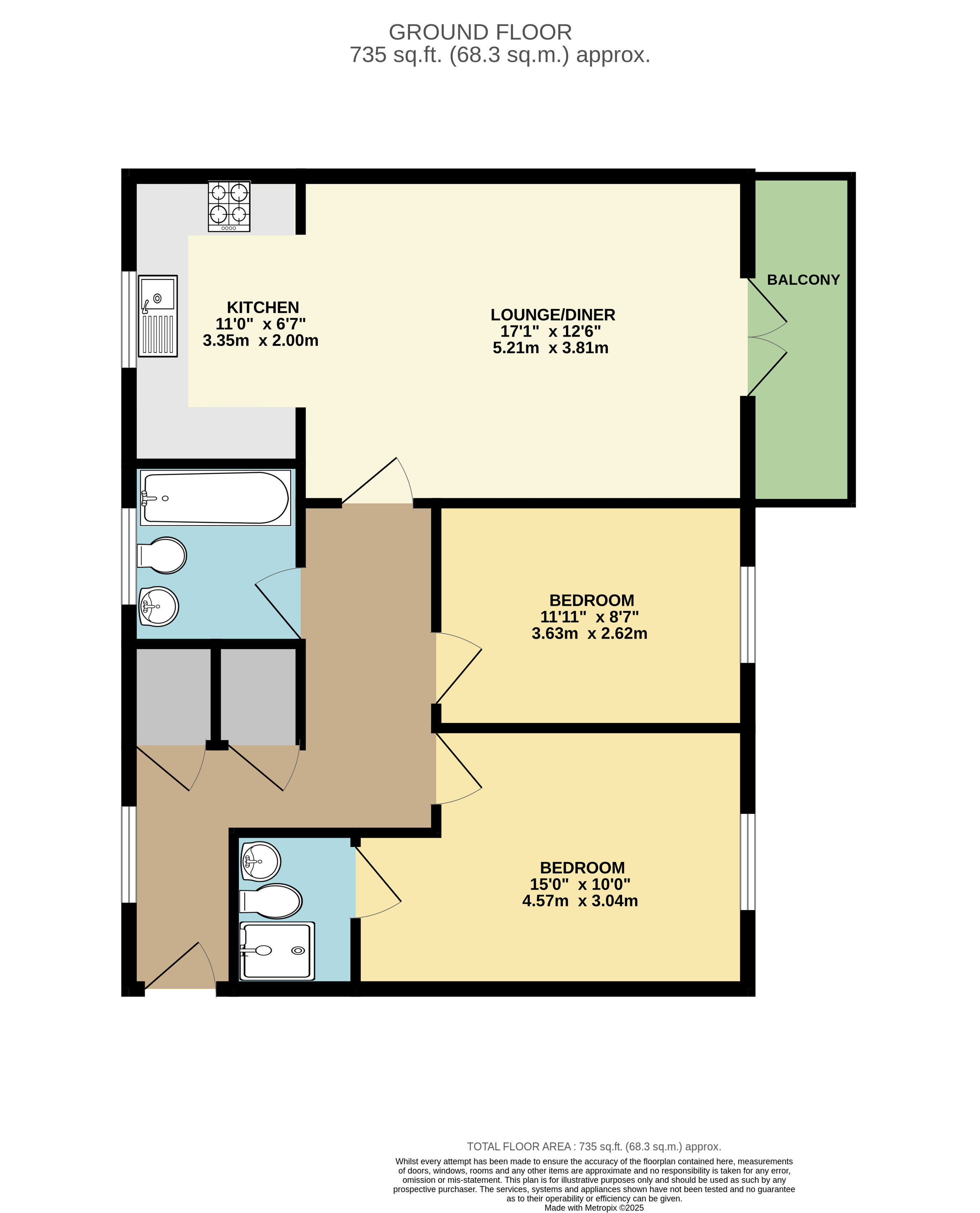 Flat 2, 17, Longhorn Drive, Whitehouse floorplan