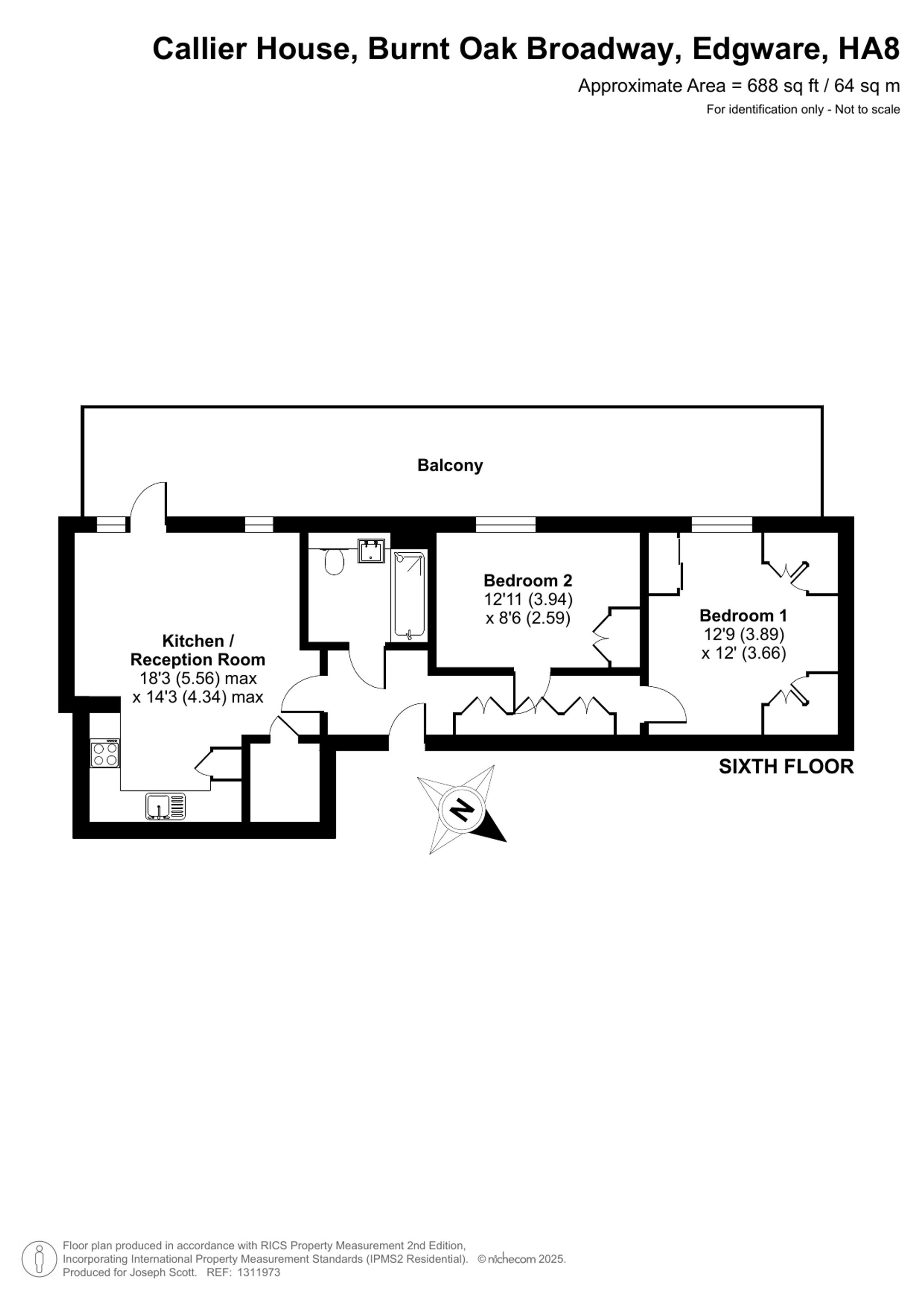 Flat 75, Callier House 3B Burnt Oak Broadway, Edgware floorplan