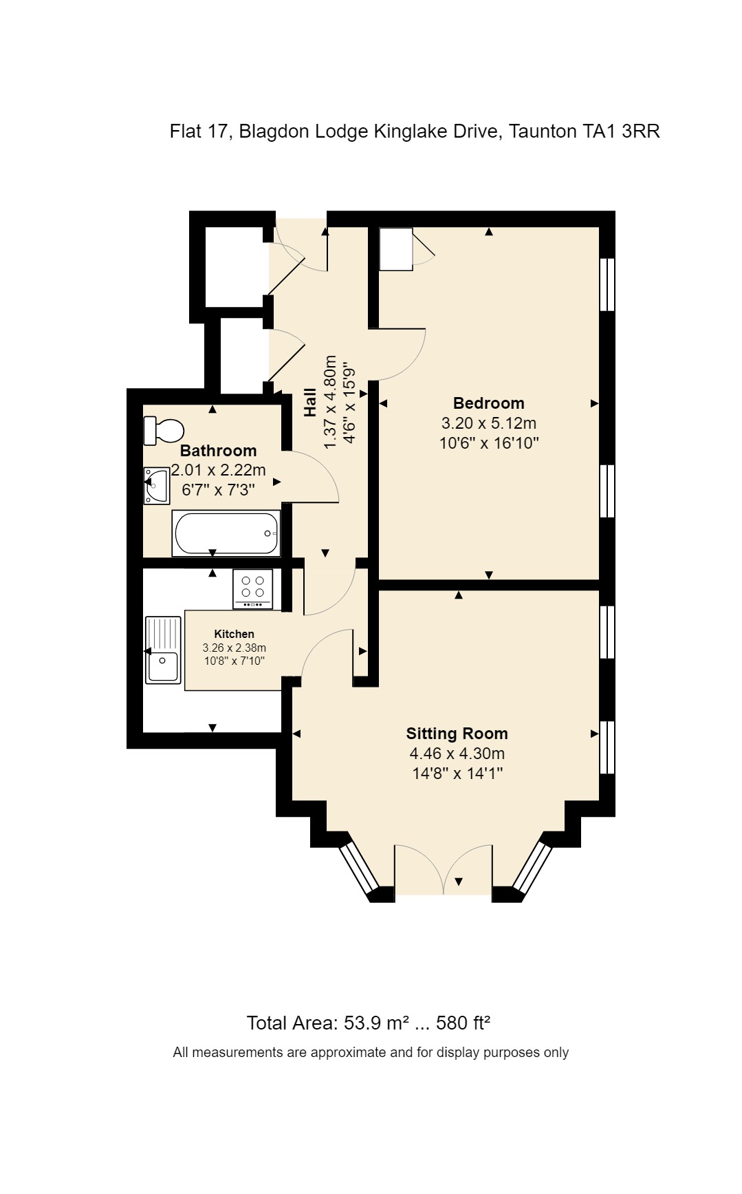 1 Bedrooms Flat for sale in 17 Blagdon Lodge, Blagdon Village, Taunton, Somerset TA1