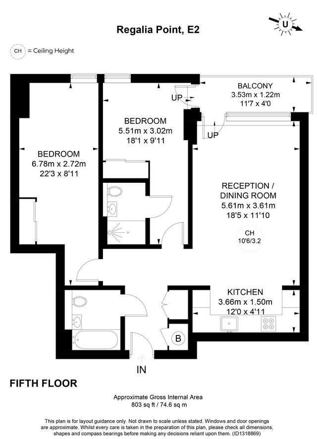 506 Regalia Point, 30 Palmers Road, London floorplan