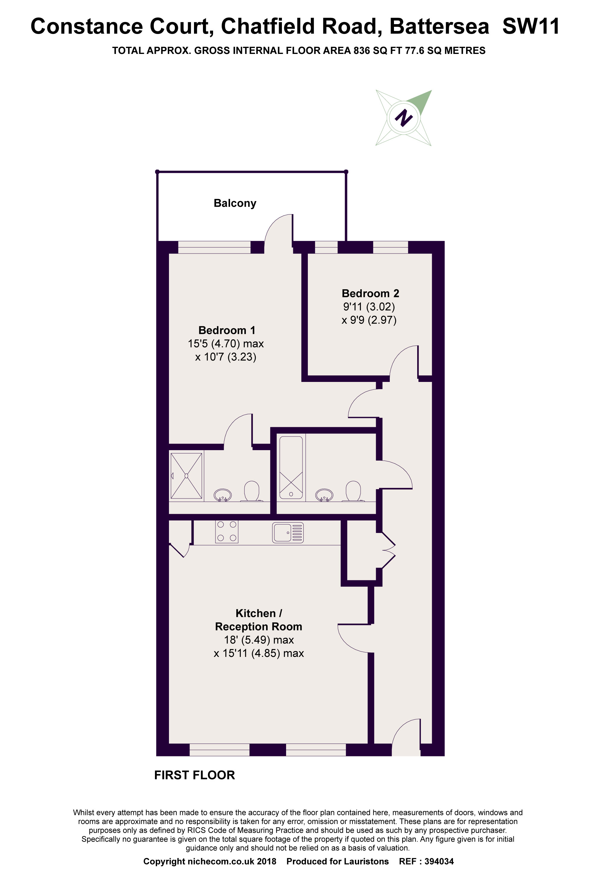 2 Bedrooms Flat for sale in Constance Court, Battersea SW11