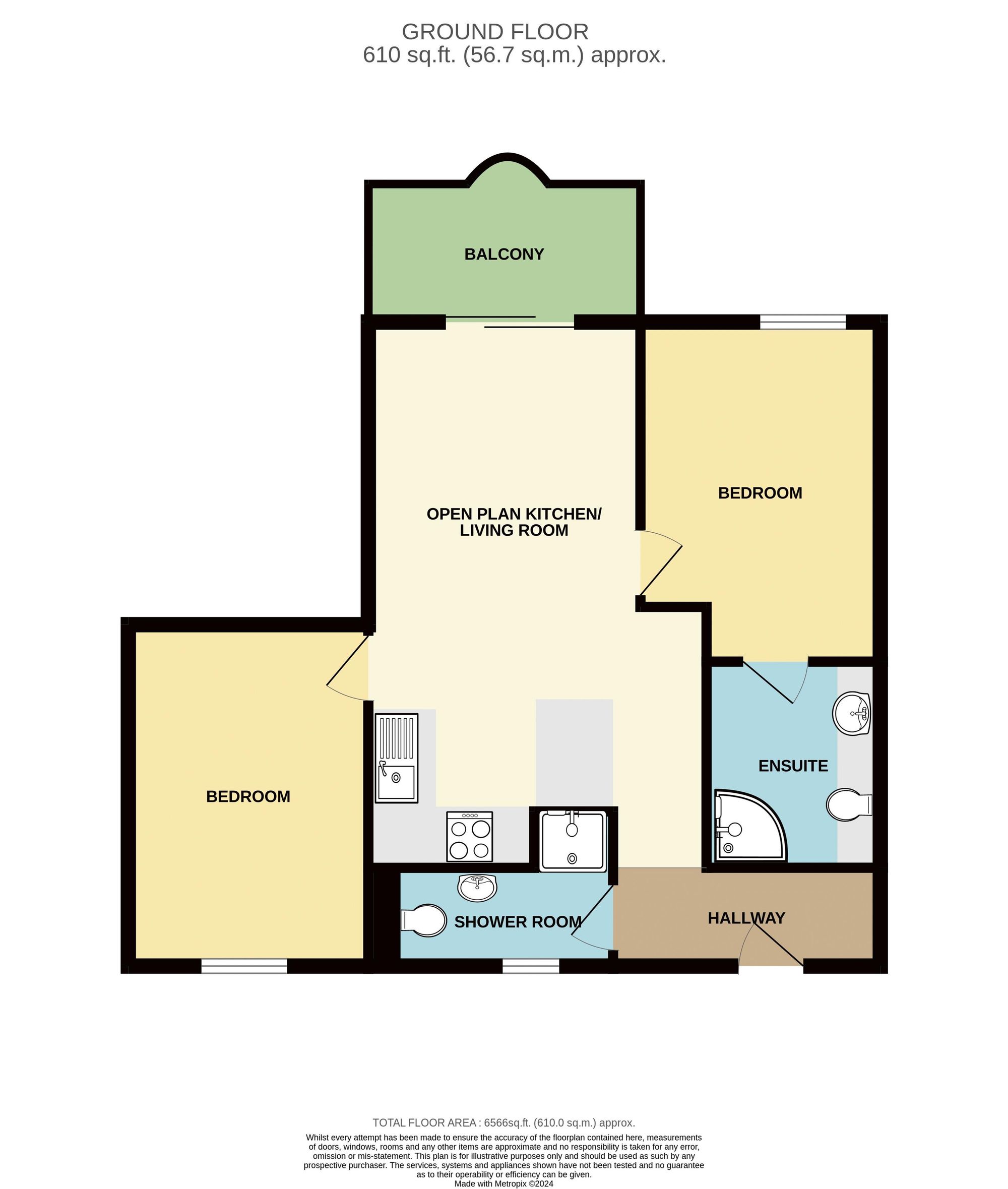 23 Beachcombers apartments, Newquay floorplan