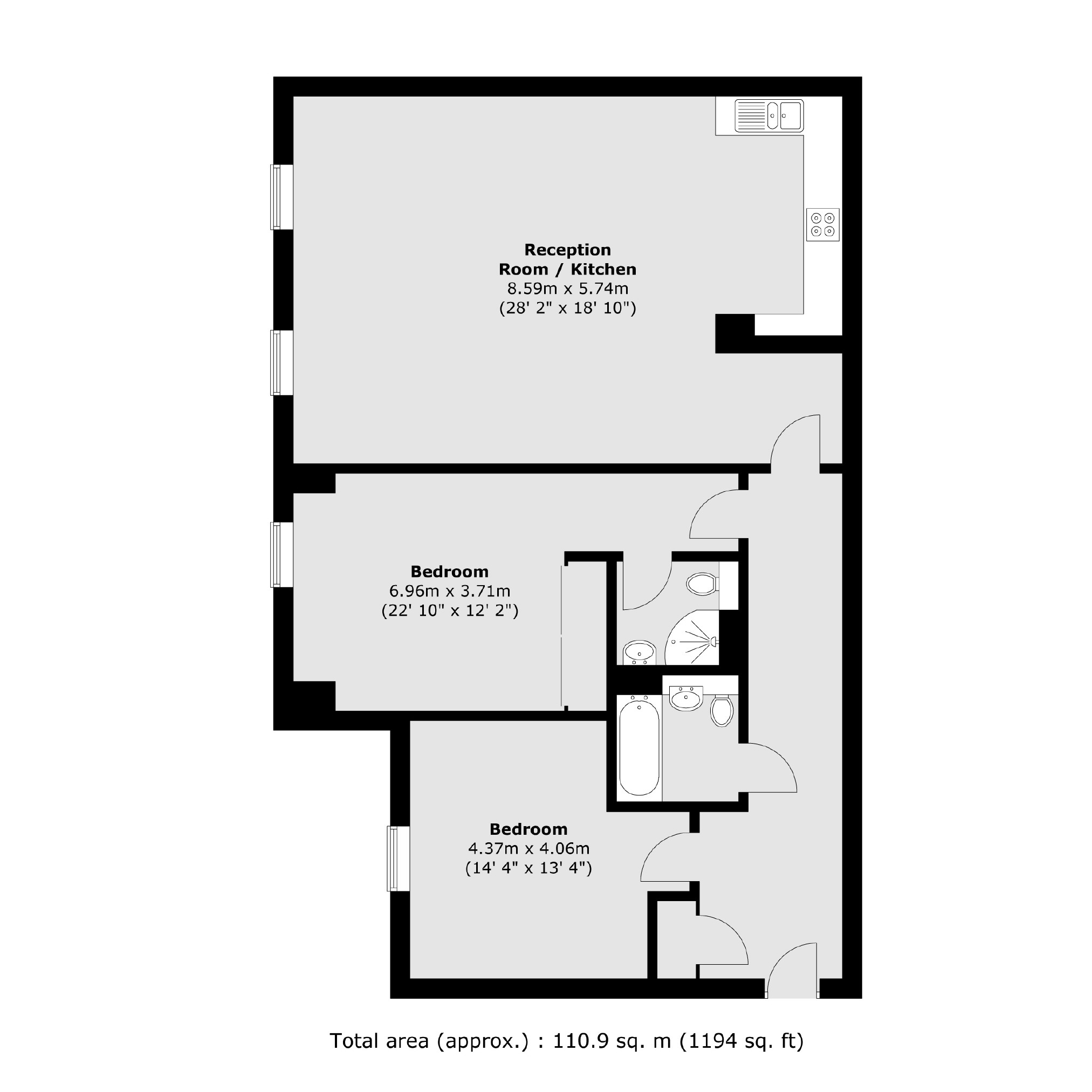 Flat 101, 130, Clapham Common South Side, London floorplan