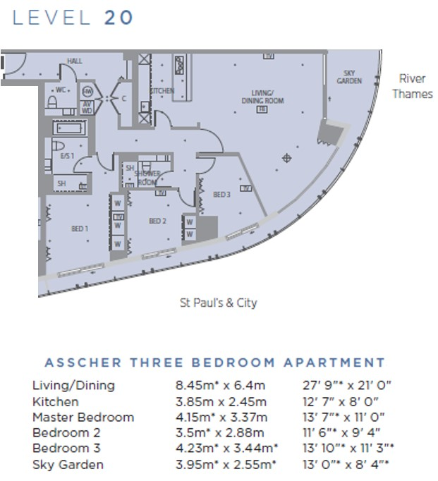 3 Bedrooms Flat to rent in One Blackfriars, Blackfriars Road, London SE1