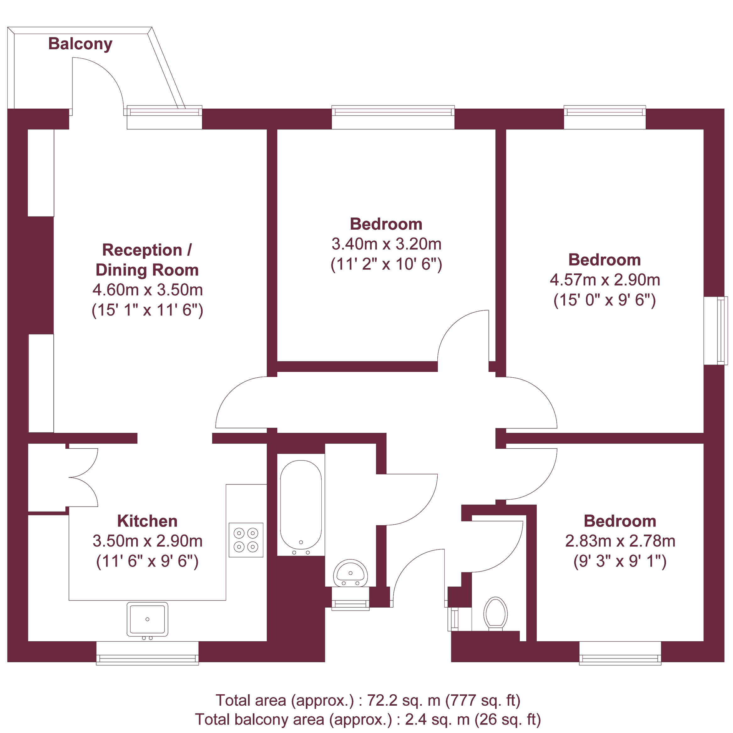 Flat 16, Ferndale House,, Manor Road, London floorplan