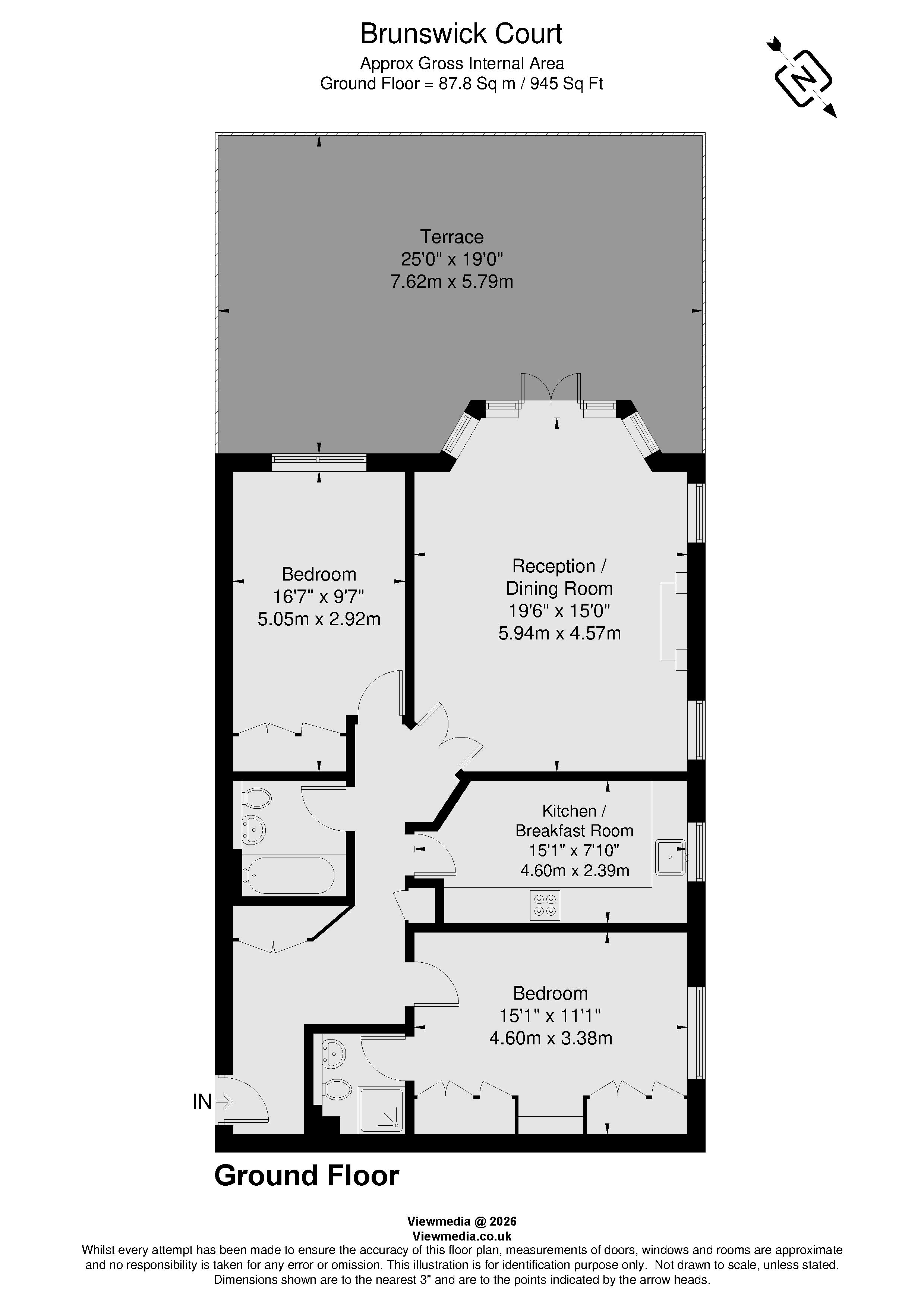 Flat 4, Brunswick Court, 1, Darlaston Road, Wimbledon floorplan