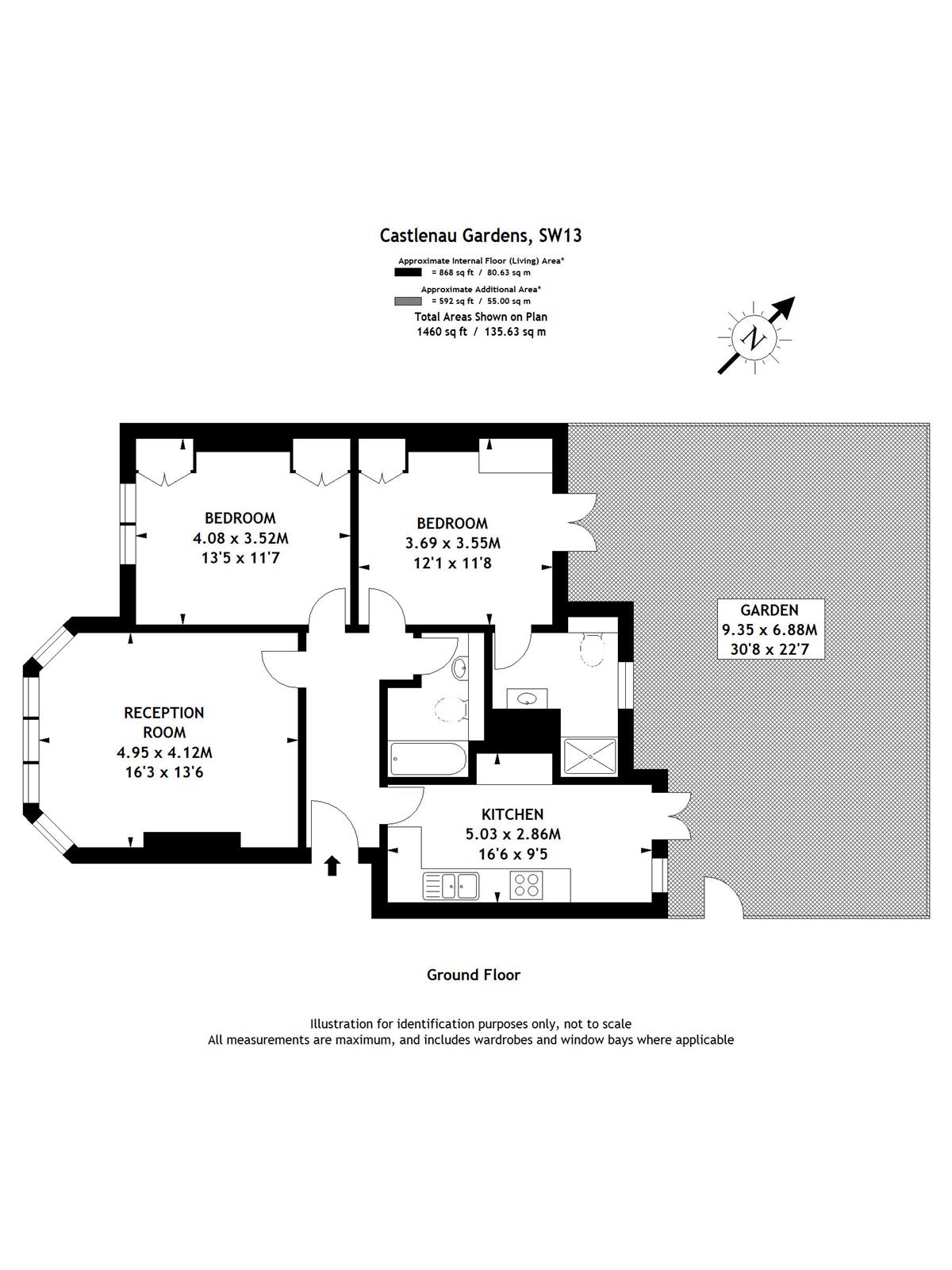 2 Bedrooms Flat to rent in Castelnau Gardens, London SW13