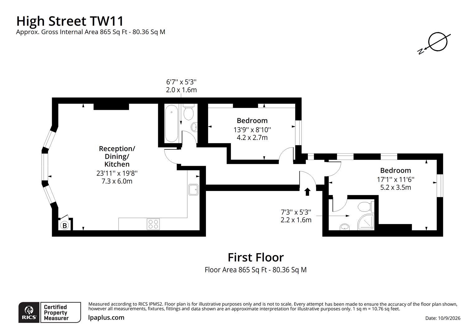 First Floor Flat, 168, High Street, Teddington floorplan