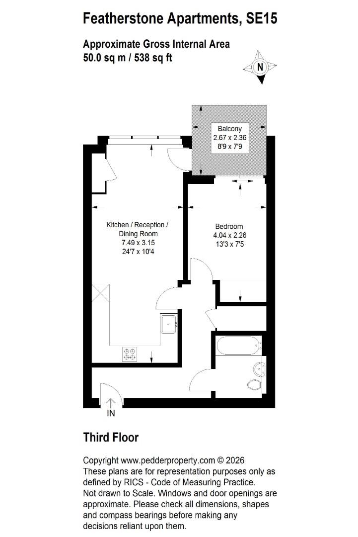 8 Featherstone Apartments, 91, Queens Road, London floorplan