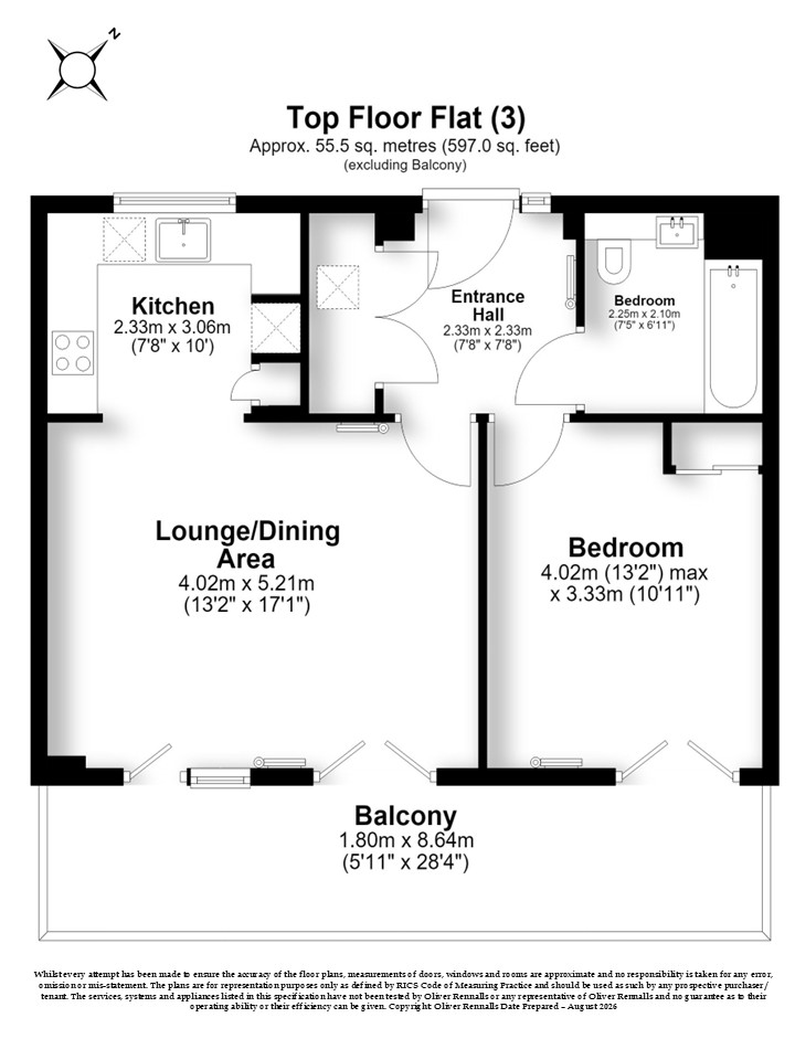 Marshwood Apartments - 1 Bedroom, 46 Eckstein Road, London floorplan