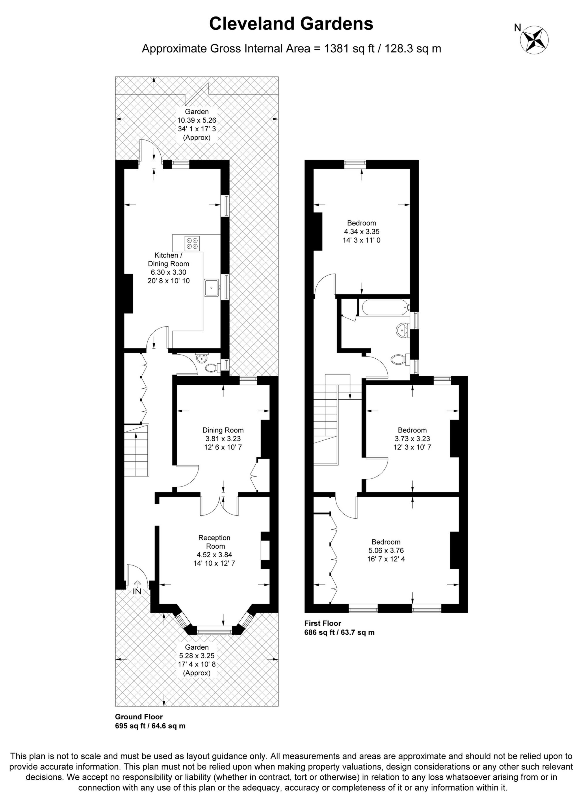 Cleveland Gardens, Barnes SW13, 3 bedroom terraced house for sale