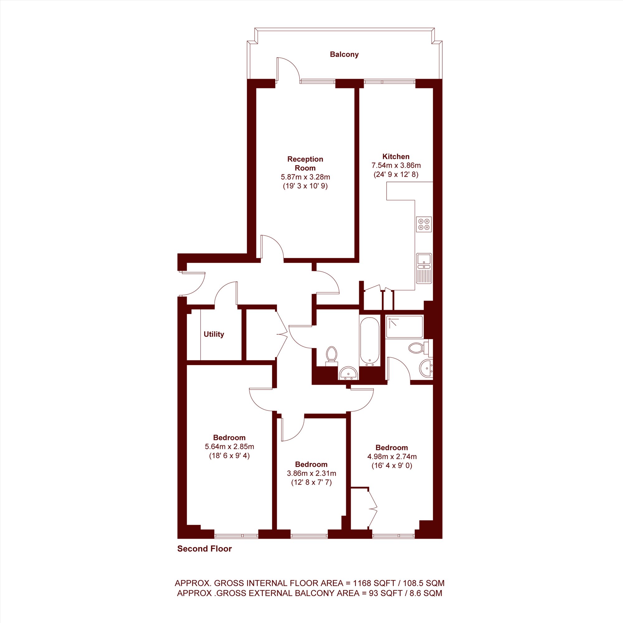 Flat 14, Farlow House, 115, Loughborough Park, London floorplan
