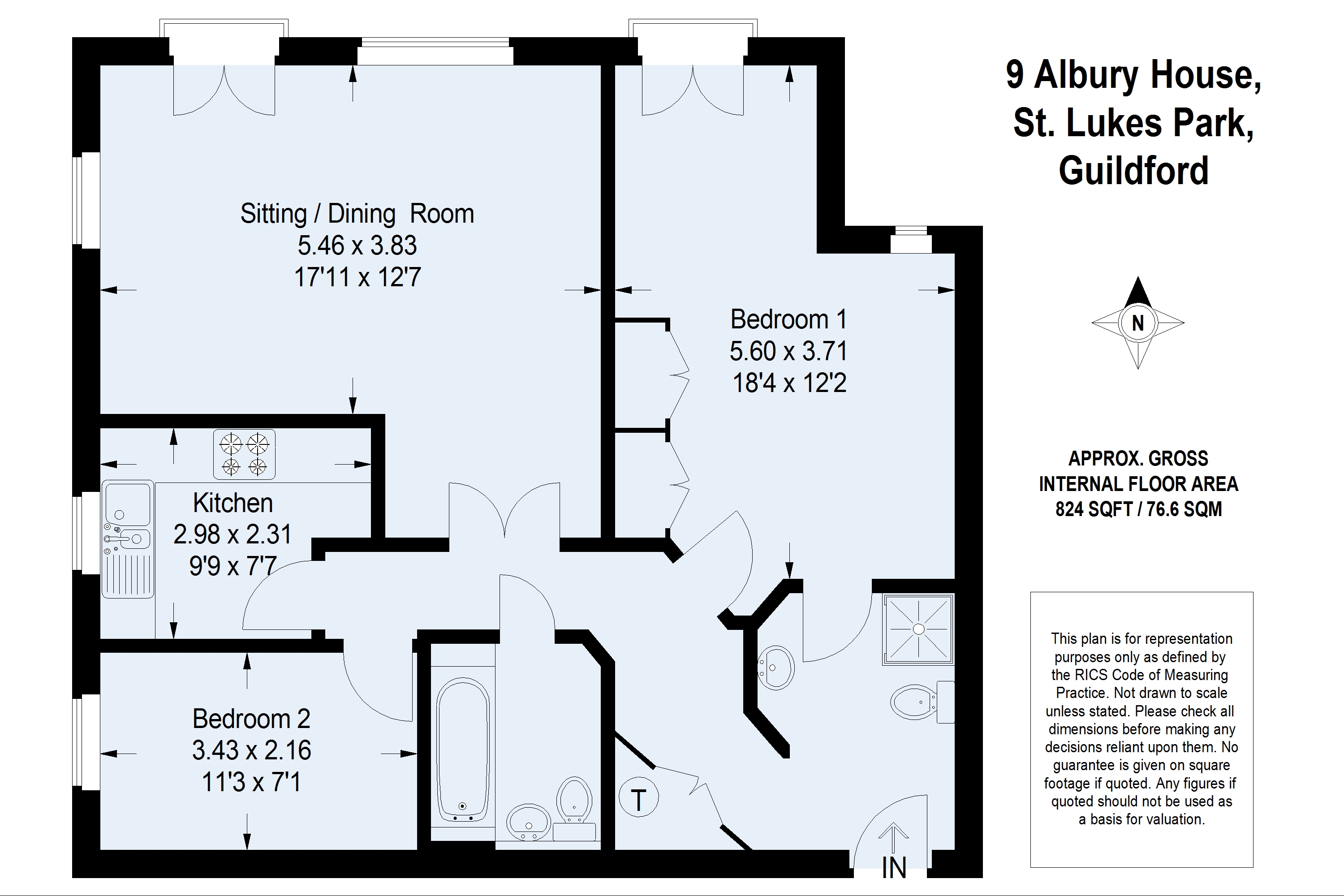 2 Bedrooms Flat to rent in Sells Close, Guildford GU1