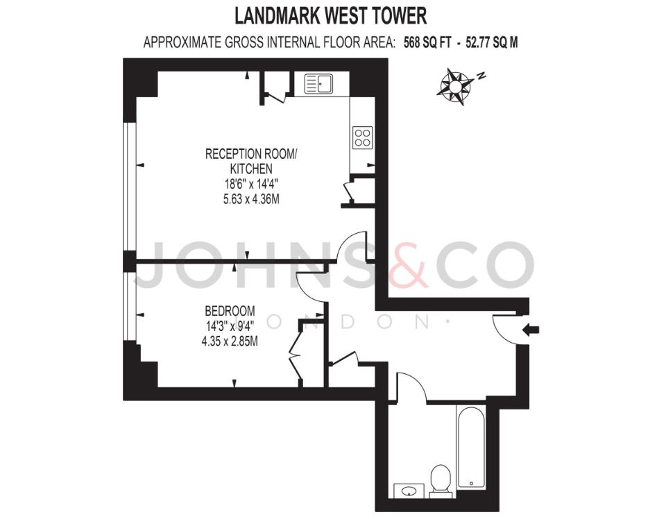 Flat 2308 Landmark West Tower 22, Marsh Wall, London floorplan