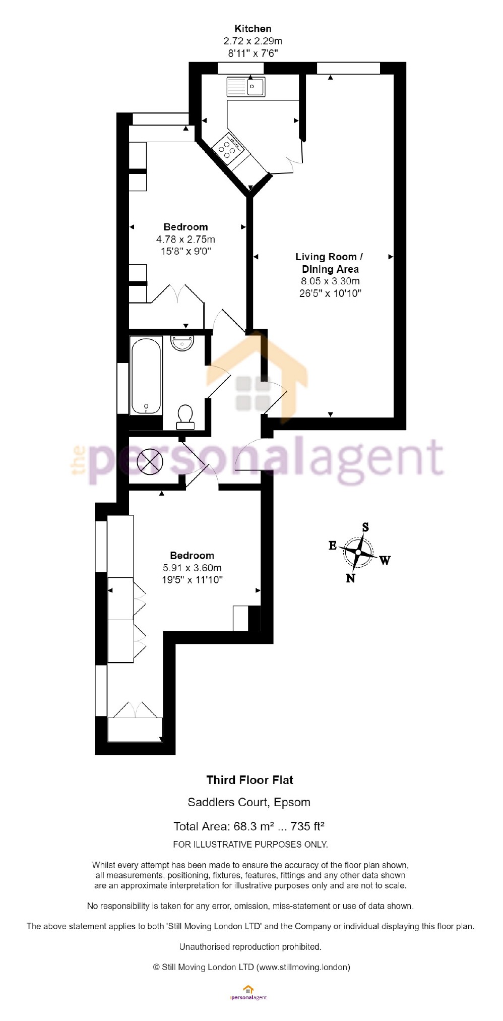 2 Bedrooms Flat for sale in Saddlers Court, Epsom, Surrey KT18