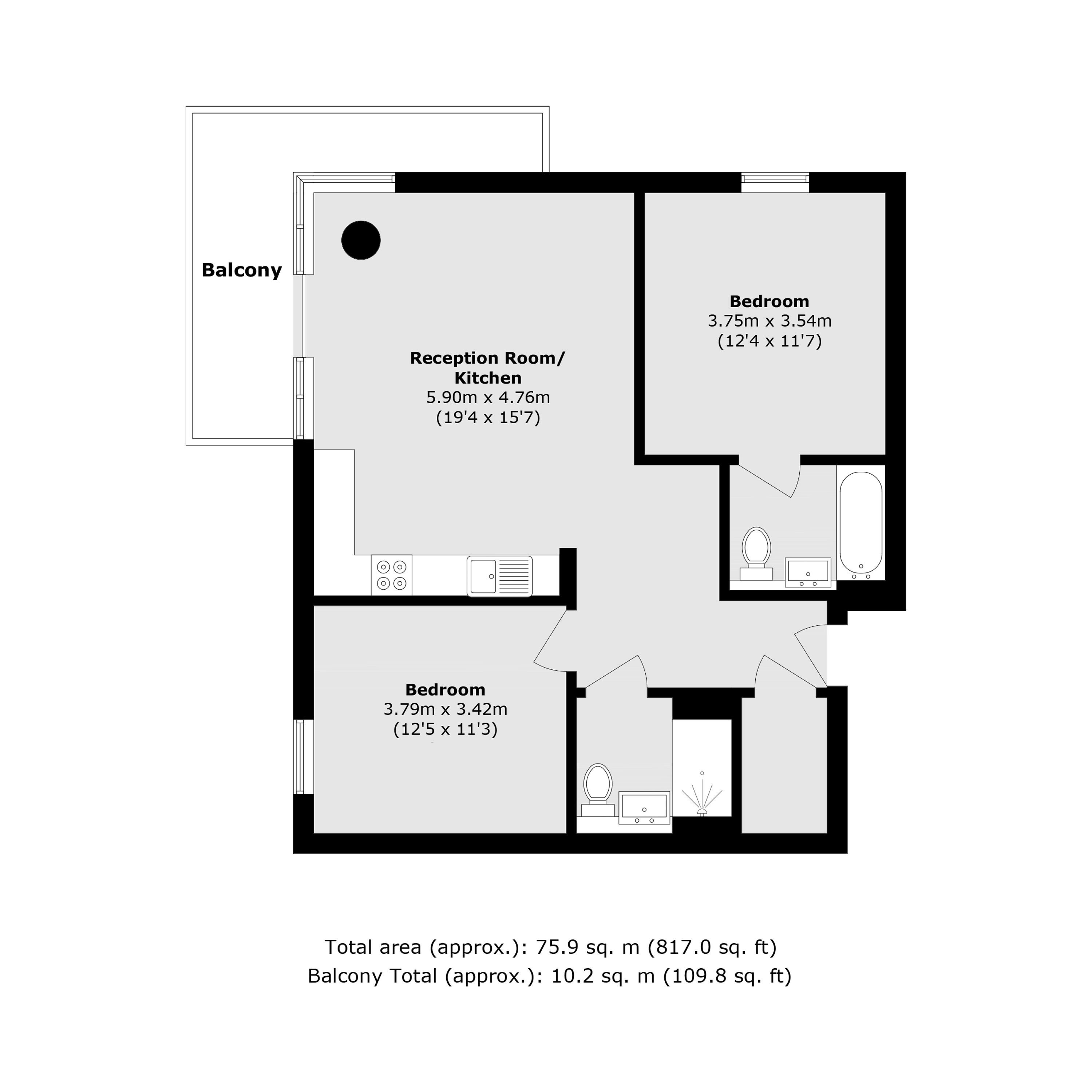 Flat 1002, Patterson Tower, 301, Kidbrooke Park Road, London floorplan