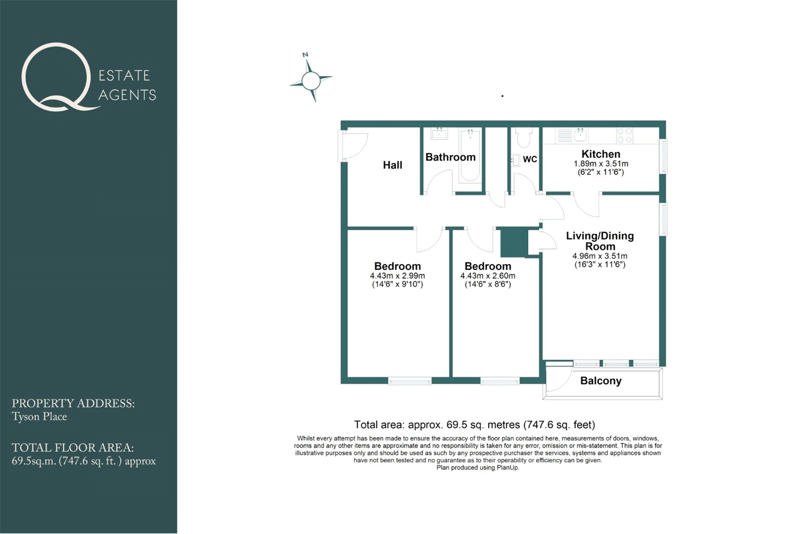 Flat 52, Tyson Place,, Grosvenor Street, Brighton floorplan
