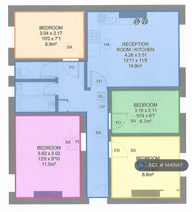 Triangle Place, Clapham, London floorplan