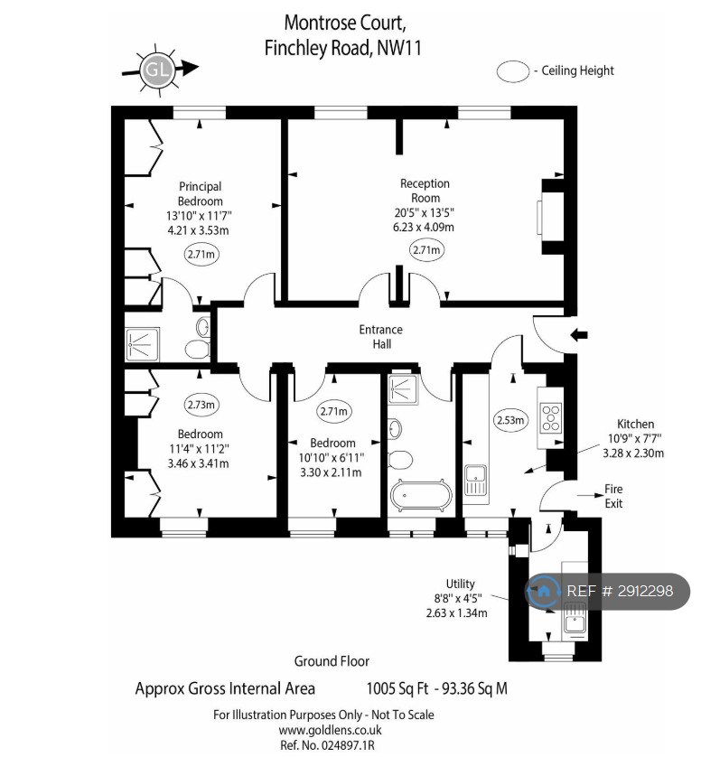 Flat, Montrose Court Finchley Road, London floorplan