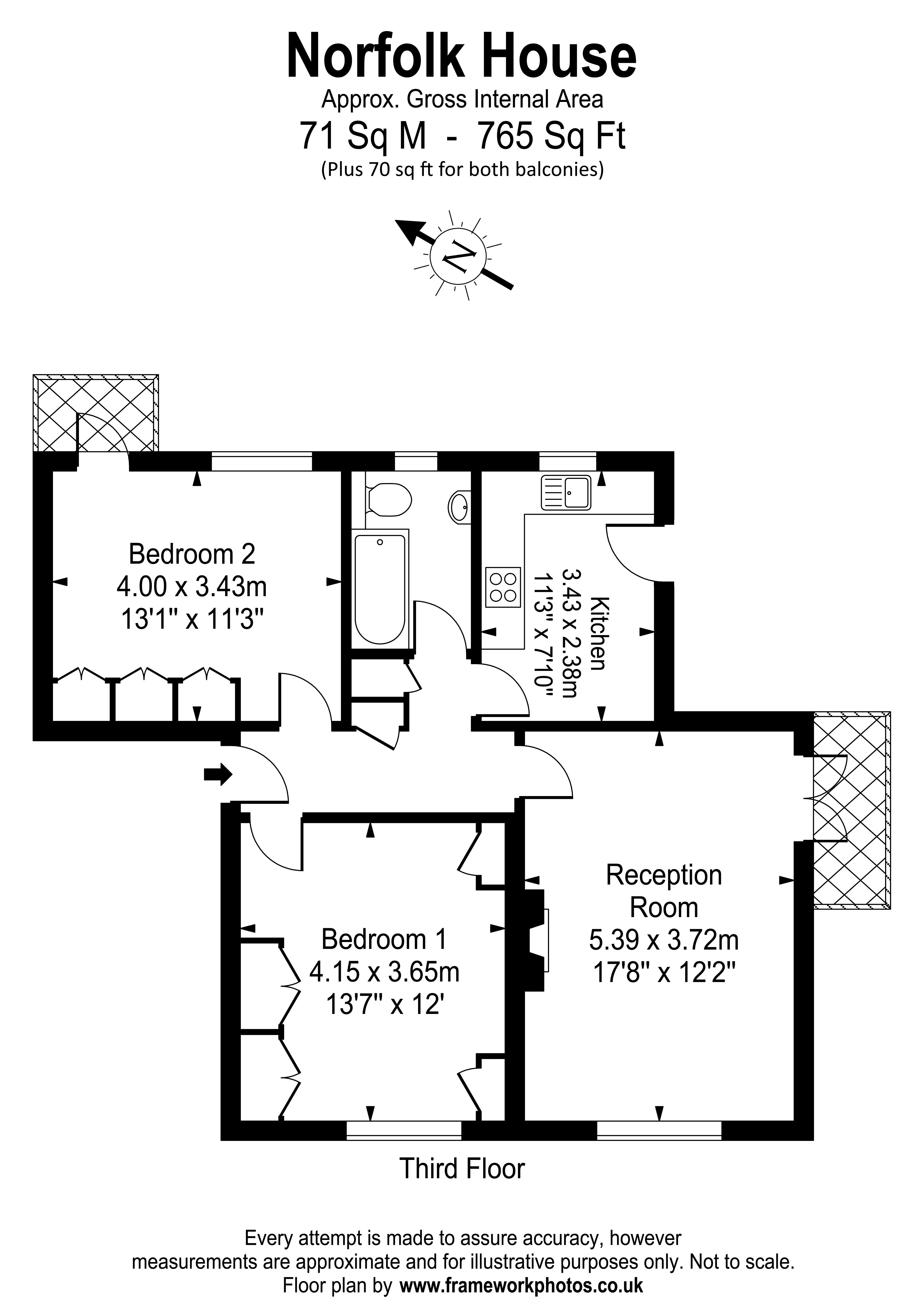 Norfolk House, Courtlands, Sheen Road, Richmond TW10, 2 bedroom flat