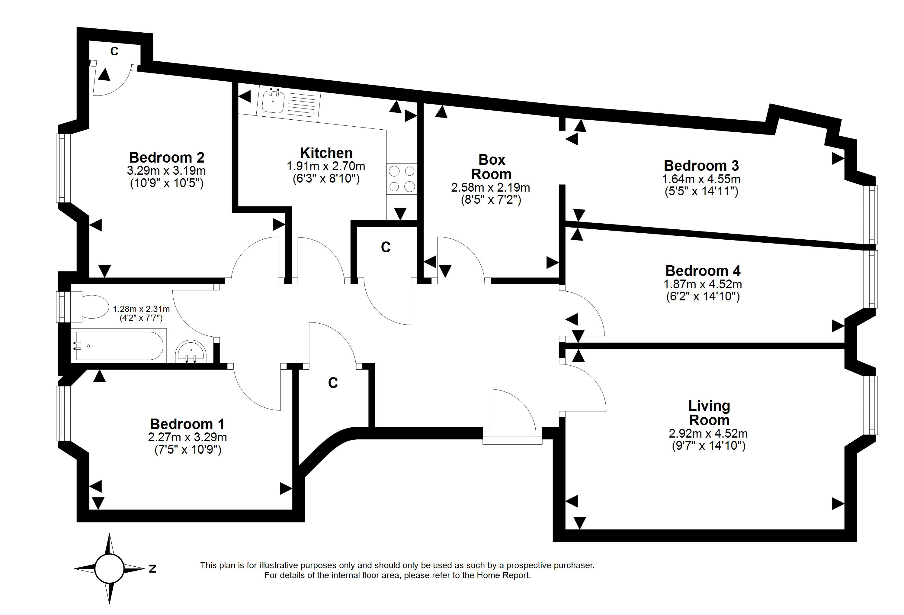 36 (1F1), Parsons Green Terrace, Meadowbank, Edinburgh floorplan