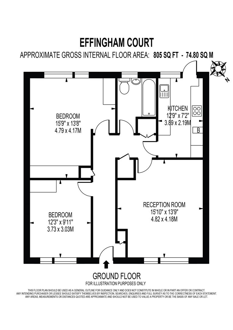Flat 1 Effingham Court, 90, Cavendish Road, Colliers Wood floorplan