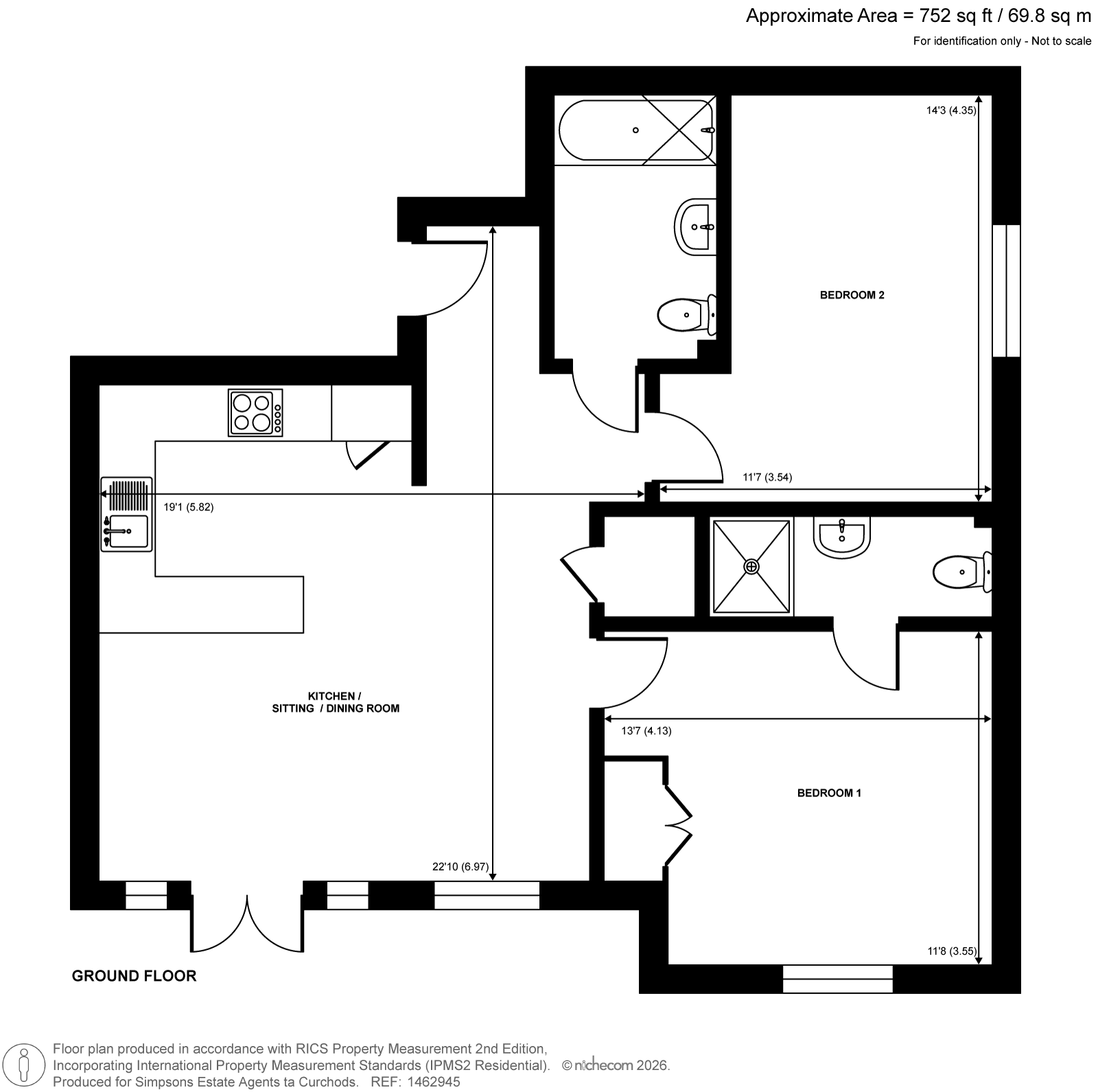 Flat 2 Woodlands House, 89, Old Woking Road, West Byfleet floorplan