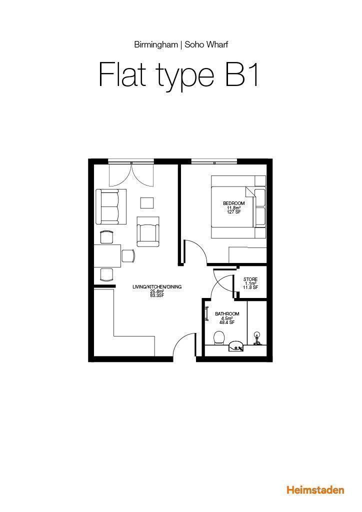 Apartment 405, 51 Hooper Street, Soho Wharf, Birmingham floorplan