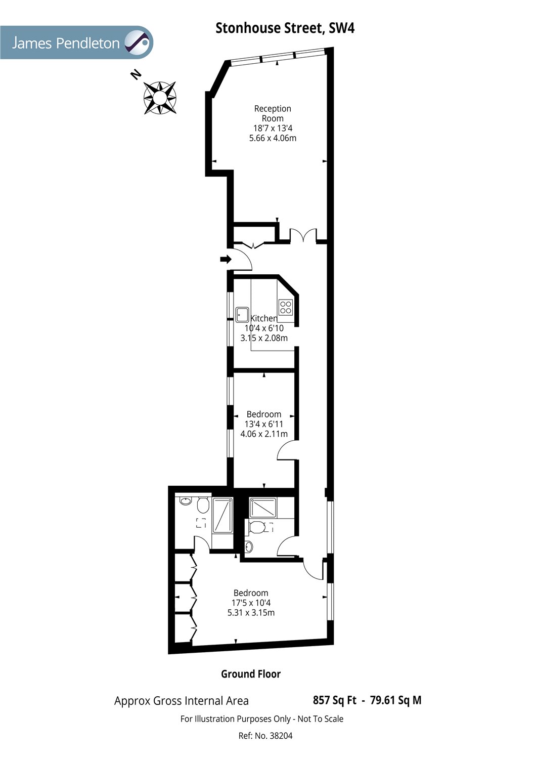 2 Bedrooms  to rent in Stonhouse Street, Clapham Common, London SW4