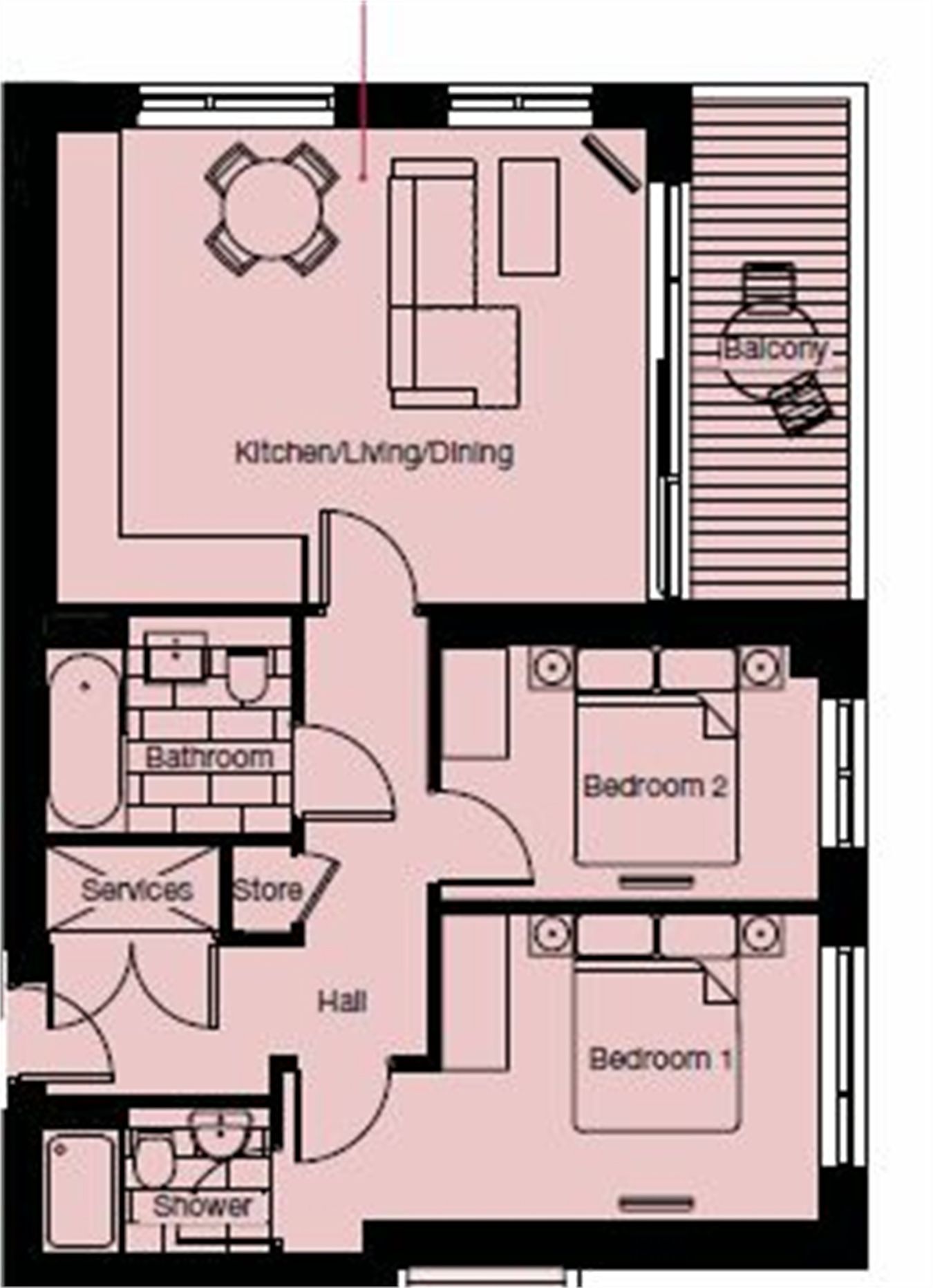 Maraschino Apartments, Croydon floorplan
