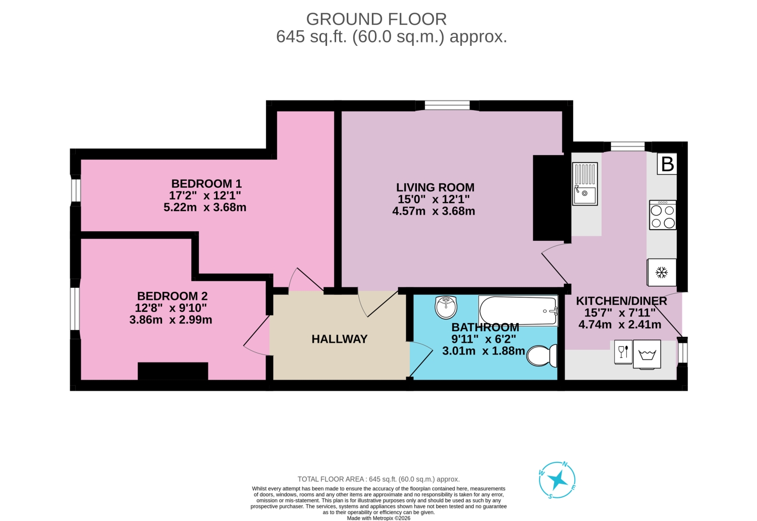 Flat 1, The Hawthorns, 26 Church Road, Cheltenham floorplan