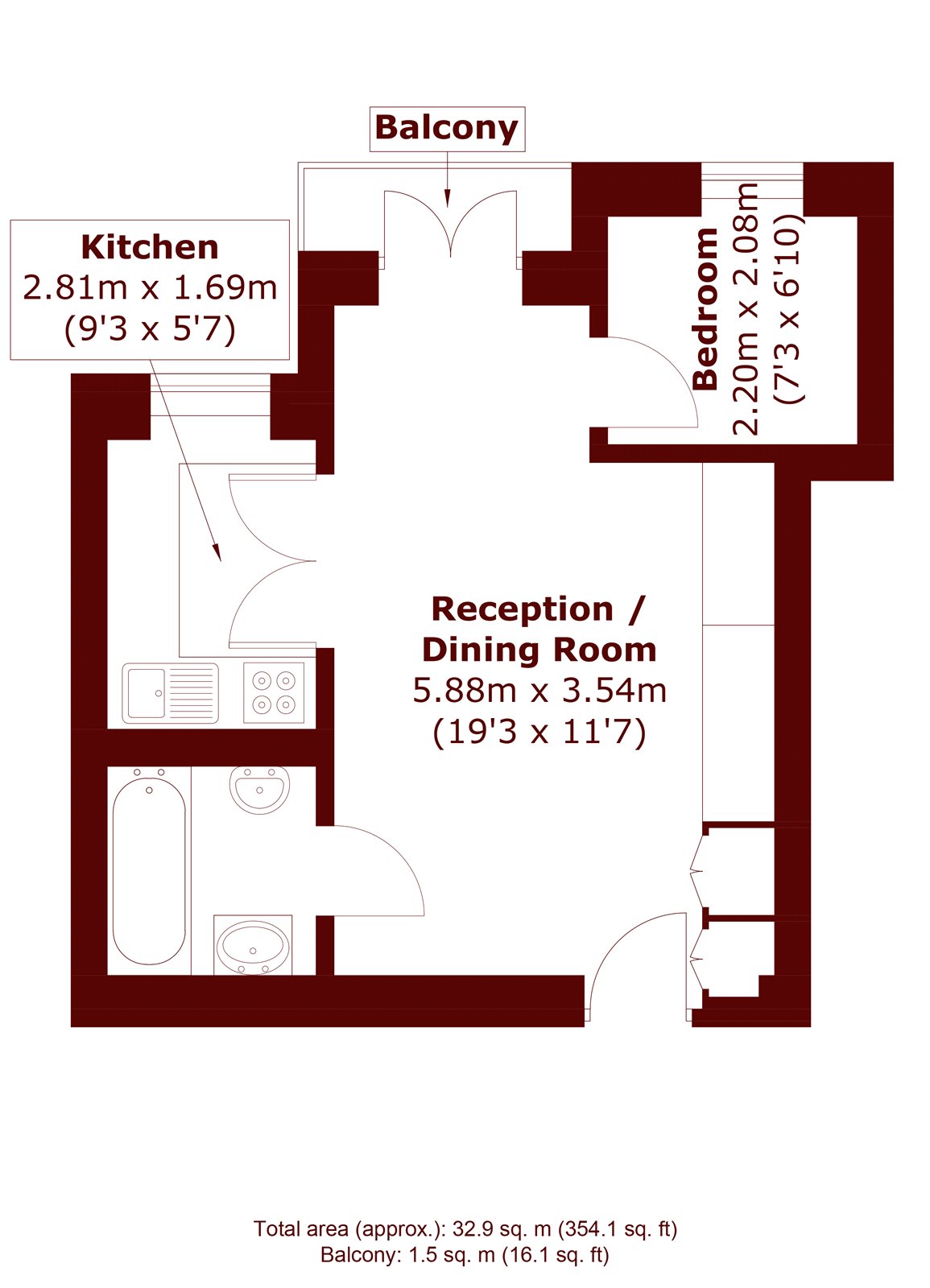 Flat 40, Abbey House 1A, Abbey Road, London floorplan