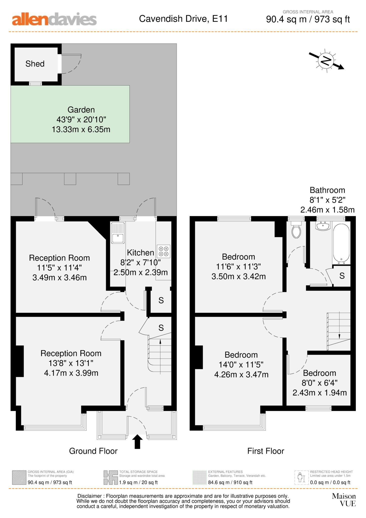 97, Cavendish Drive, London floorplan